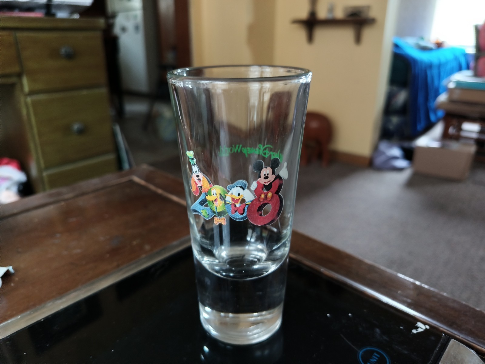 Disney Triple Shot Glass Dated 2008 Undamaged Nice Thick Glass 