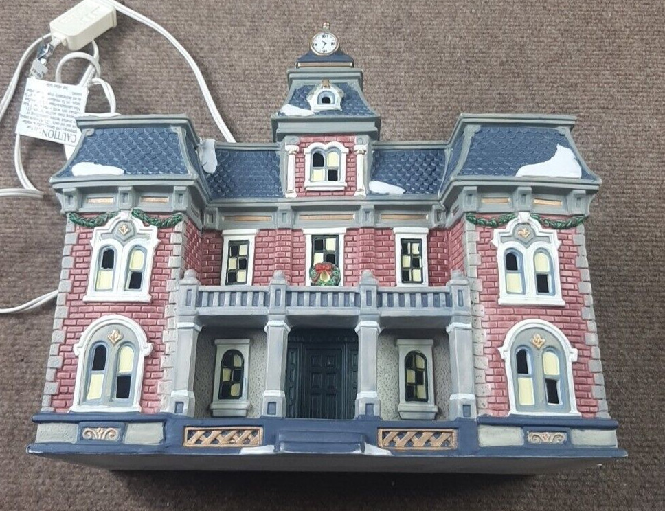 1998 Dickens Collectables Towne Series Porcelain Town Home / School With Trees