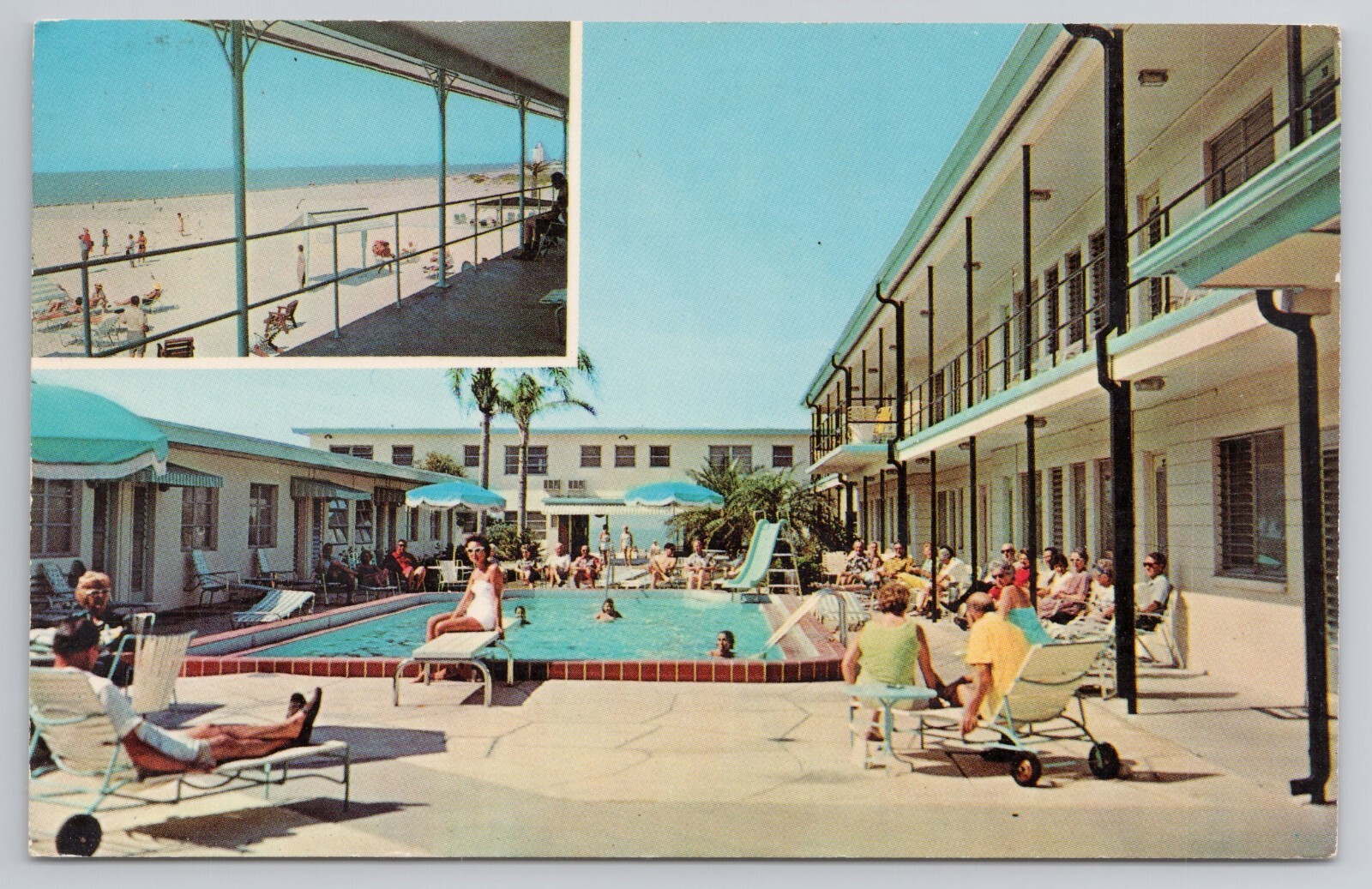 The Wilshire Motel St Pete Beach Florida FL 1970s Postcard Pool Multi View AAA