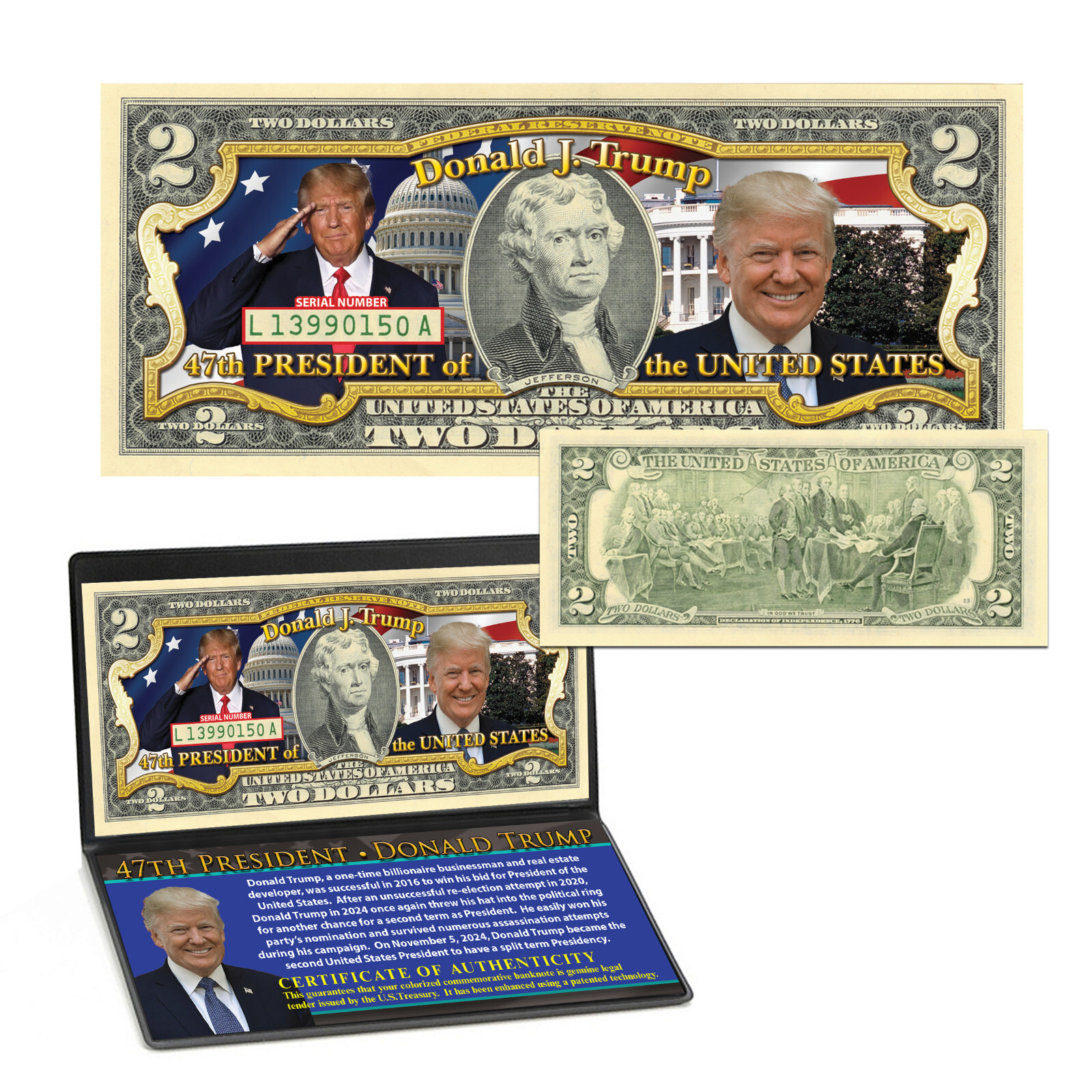 President Donald Trump 2024 Genuine $2 Bill  - 47th President
