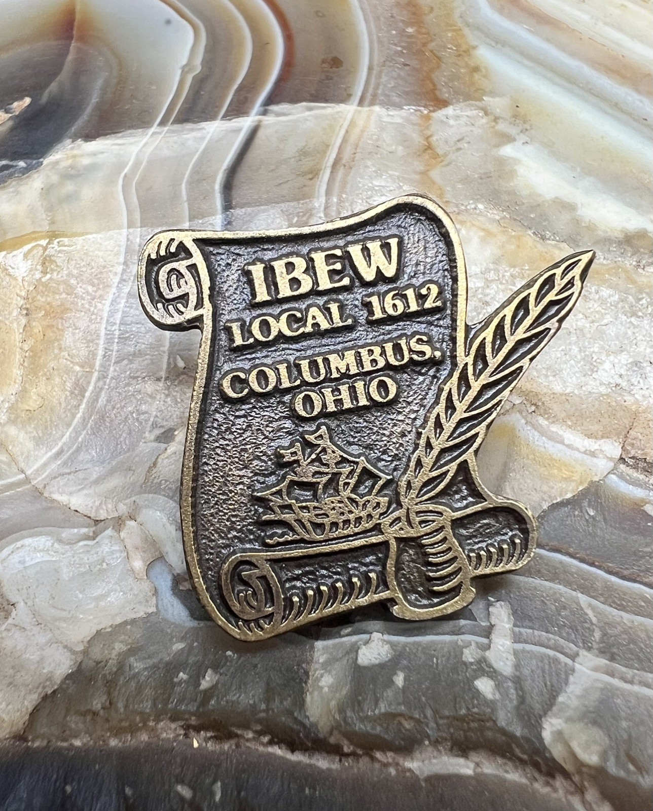 Vintage IBEW Local 1612 Pin Columbus Ohio Scroll Pen & Ink Well