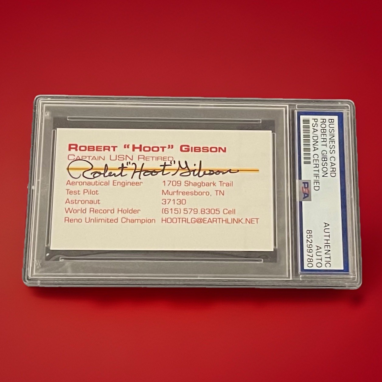 Robert Hoot Gibson Signed Business Card NASA Astronaut PSA/DNA Slabbed Autograph