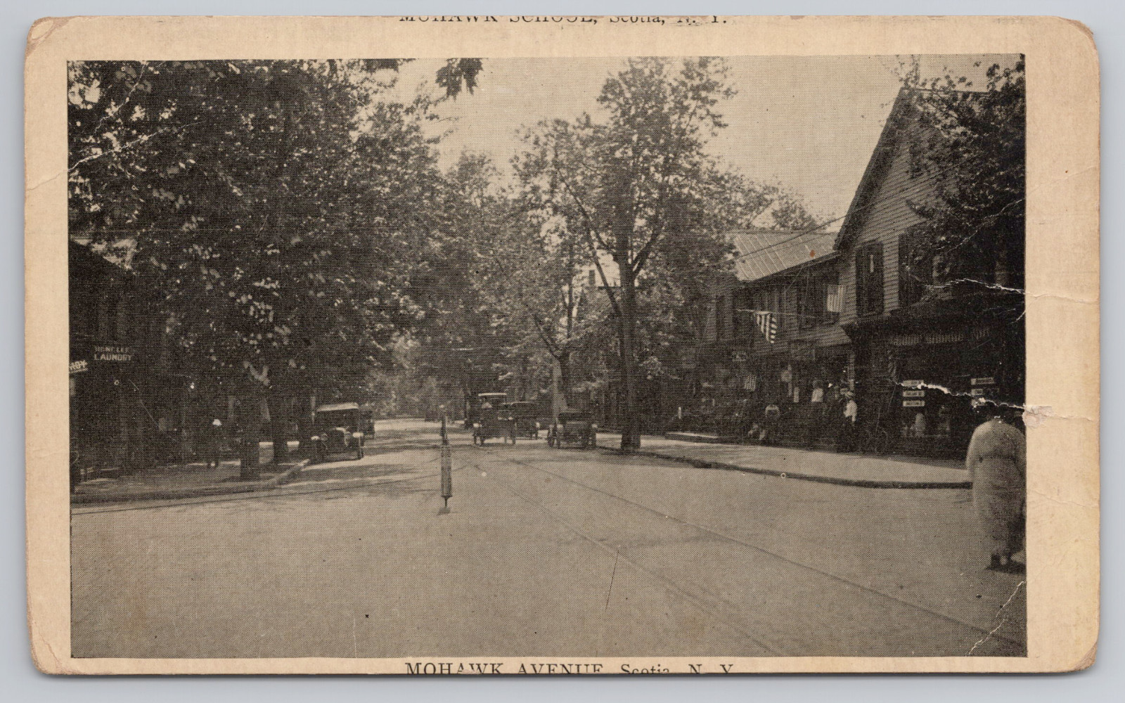 Vintage Mohawk Avenue Postcard Scotia NY Street Scene Early Cars Vintage Mohawk Avenue Postcard Scotia NY Street Scene Early Cars