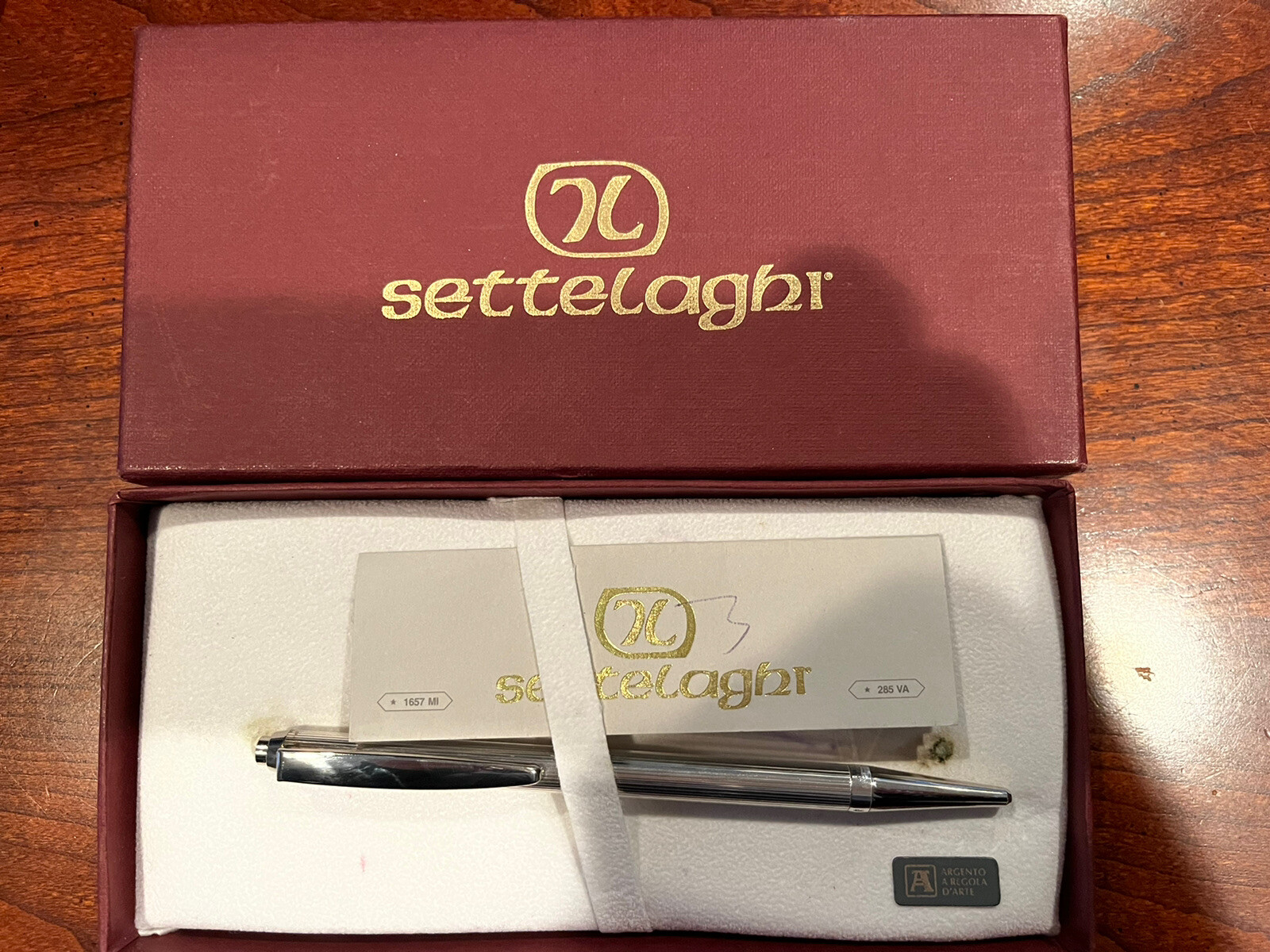 Vintage SETTELAGHI STERLING SILVER BALLPOINT PEN IN BOX -Argento A Regola D'arte