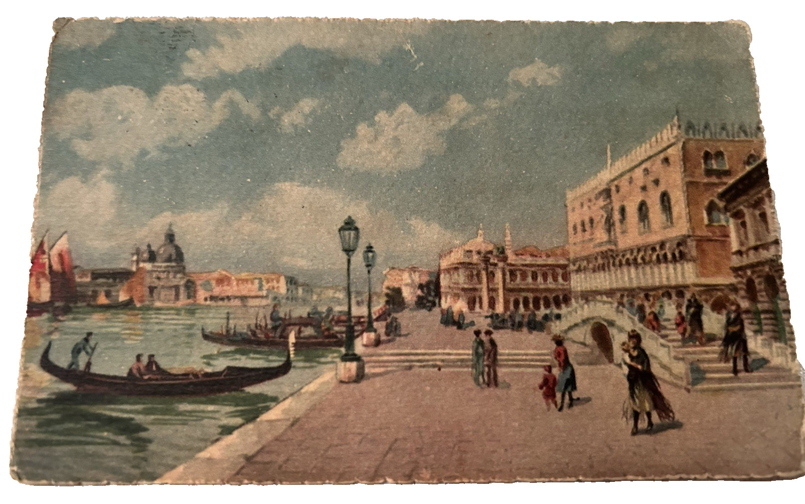 Antique 1922 Italy- Venezia Standard Souvenir Old Postal Postcard original stamp