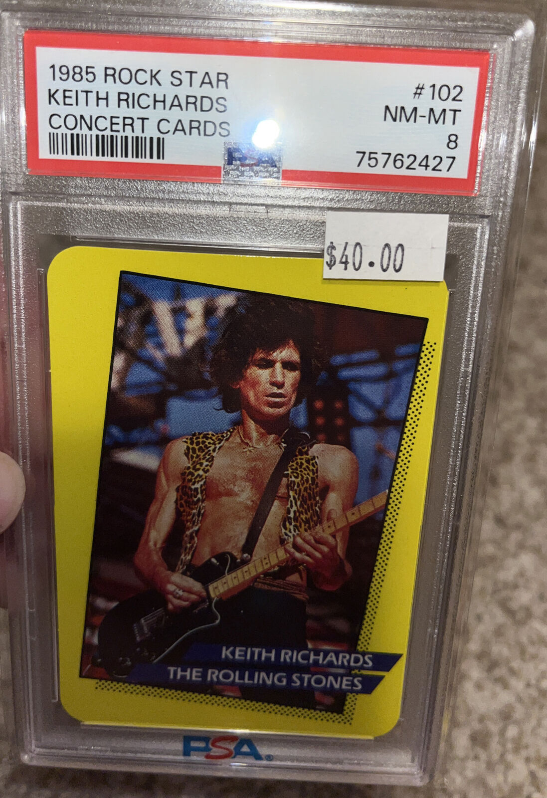 1985 Rock Star KEITH RICHARDS, THE ROLLING STONES Concert Cards #102 PSA 8 NM-MT