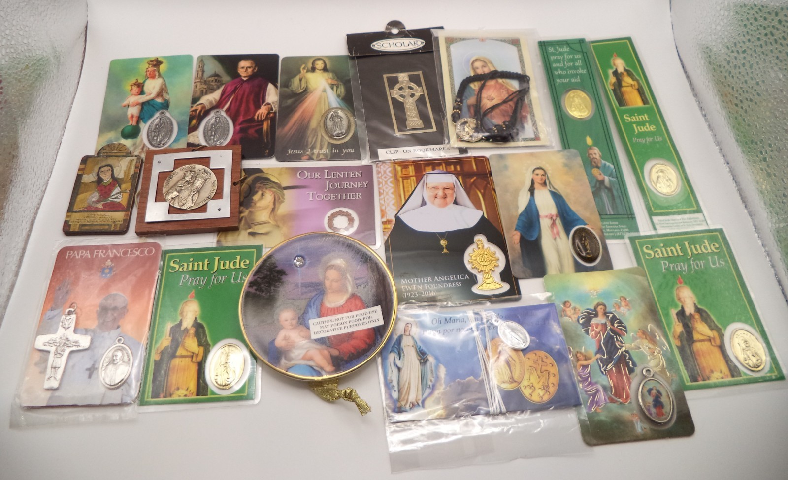 Vintage Catholic Religious Lot St Anne Beaupre St Dymphna Plaque Avon St Jude