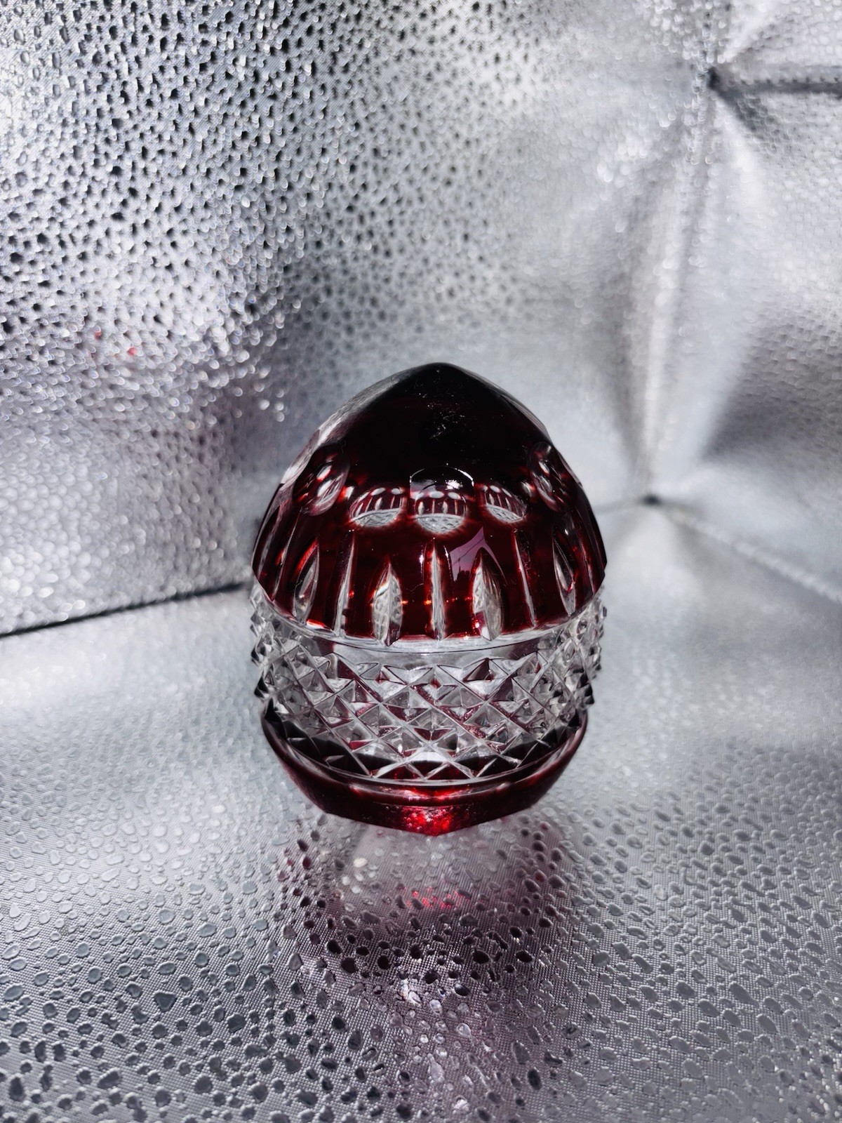 Czech Bohemian Crystal Glass Egg, AJKA Crystal Red Egg