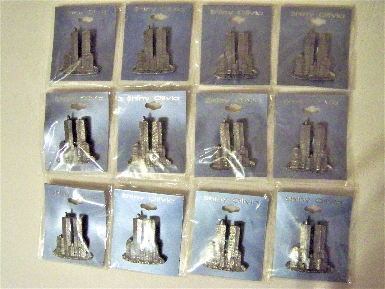 WORLD TRADE CENTER  PIN 12 Pcs Lot  Twin Towers WTC. Shiny Olivia Vintage
