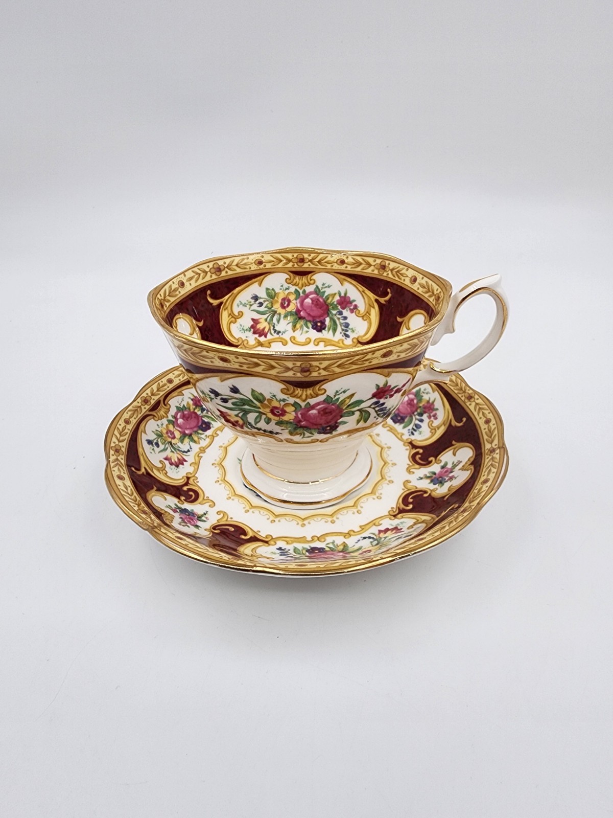 Vintage Royal Albert Lady Hamilton Bone China Cup & Saucer England Gold Floral