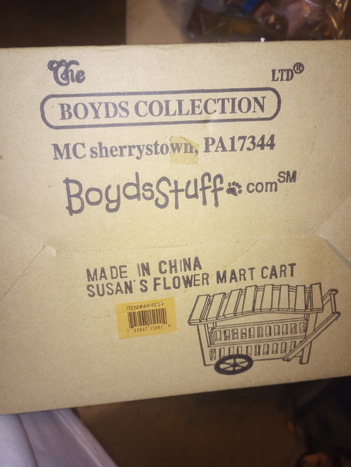 Boyds Bears Boyds Collection Susan\'s Flower Mart Cart Rare Boyds Town 1999 NIB