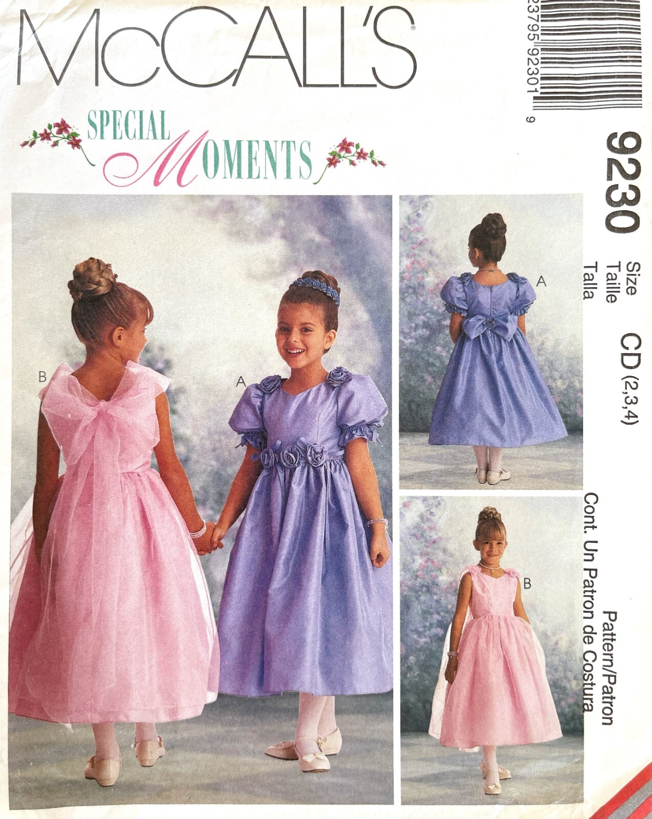 1990's McCall's Special Moments Children's Dress Pattern 9230 Size 2-4 UNCUT 1990's McCall's Special Moments Children's Dress Pattern 9230 Size 2-4 UNCUT