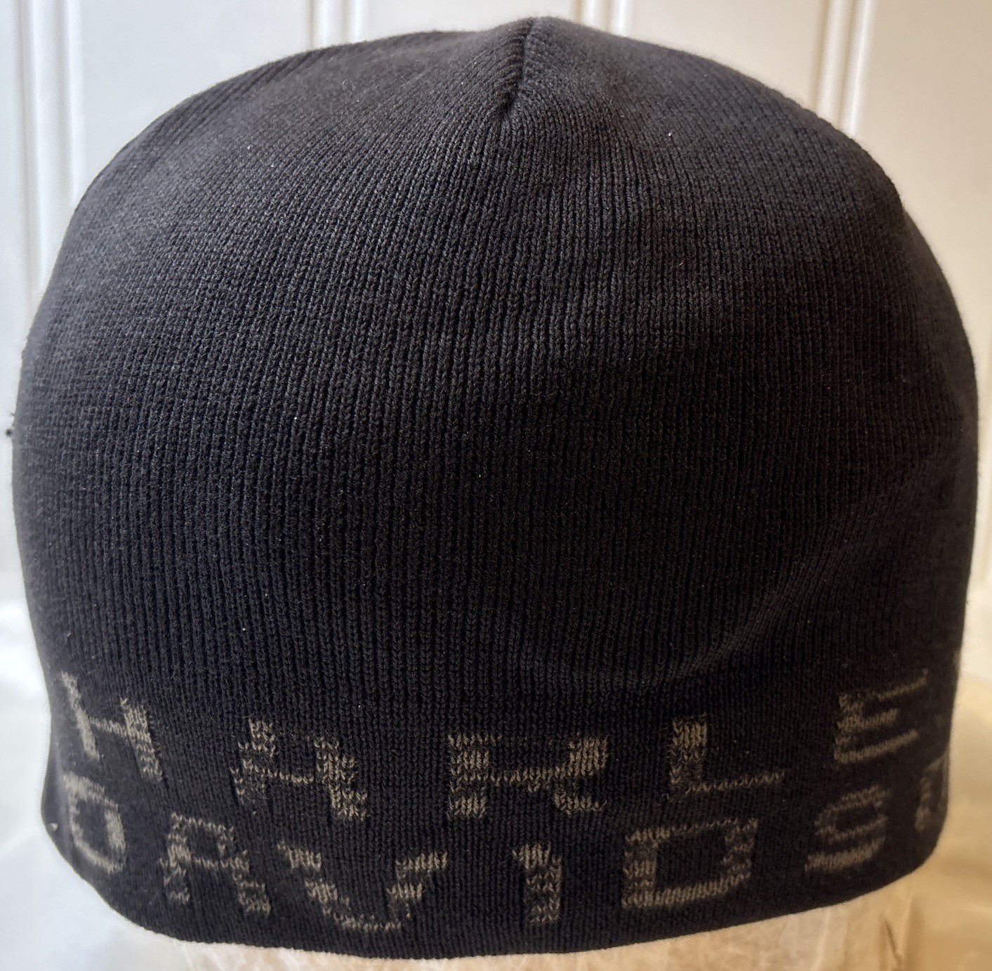 Vintage Y2k Spelled Out Harley Davidson HD Reversible Beanie Black & Grey