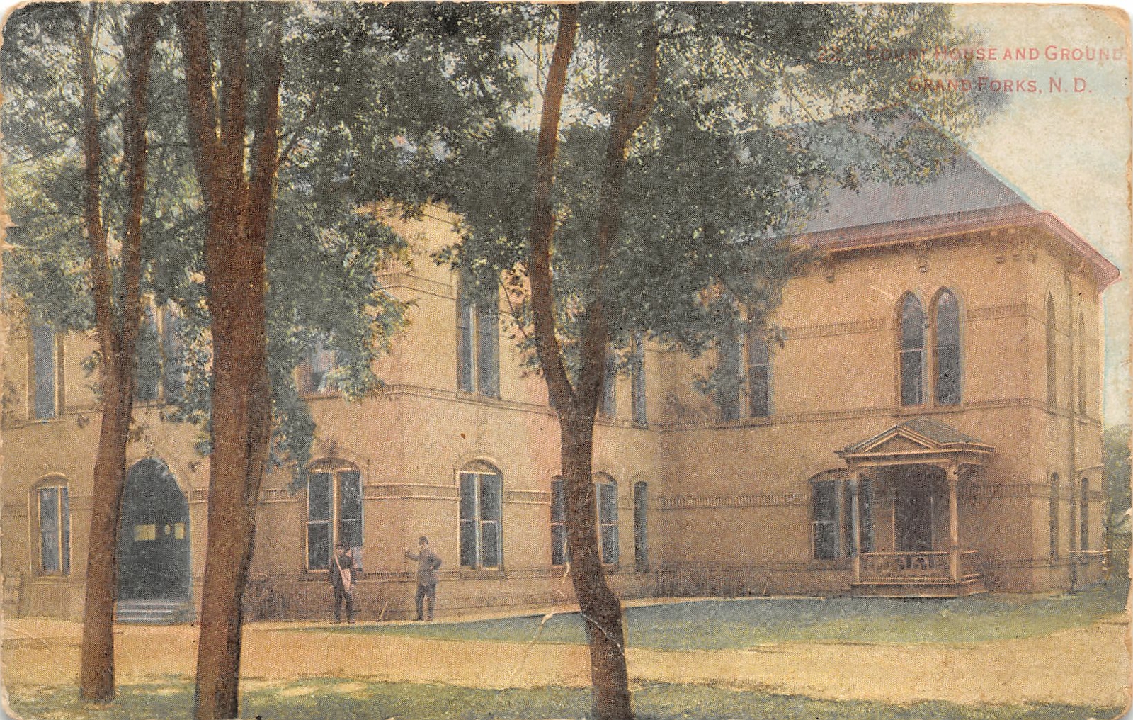 G59/ Grand Forks North Dakota Postcard 1911 Court House and Grounds