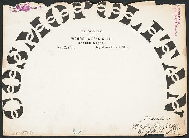 Woods Weeks Co 1875 Cosmopolitan Refined Sugar Trademark Registration