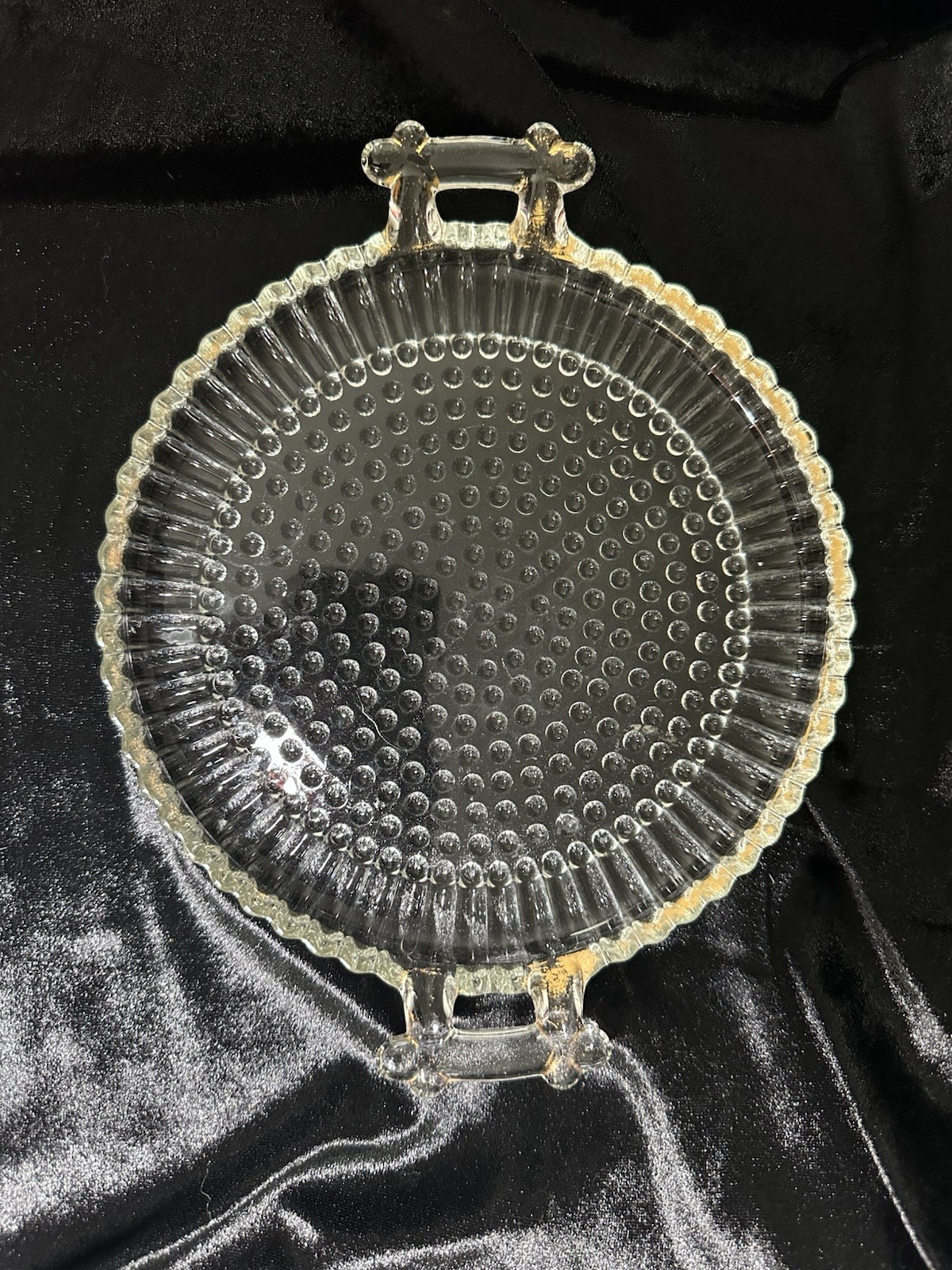 Vintage 1950s Glass Tray. Jeannette Glass Co. Gold Trim
