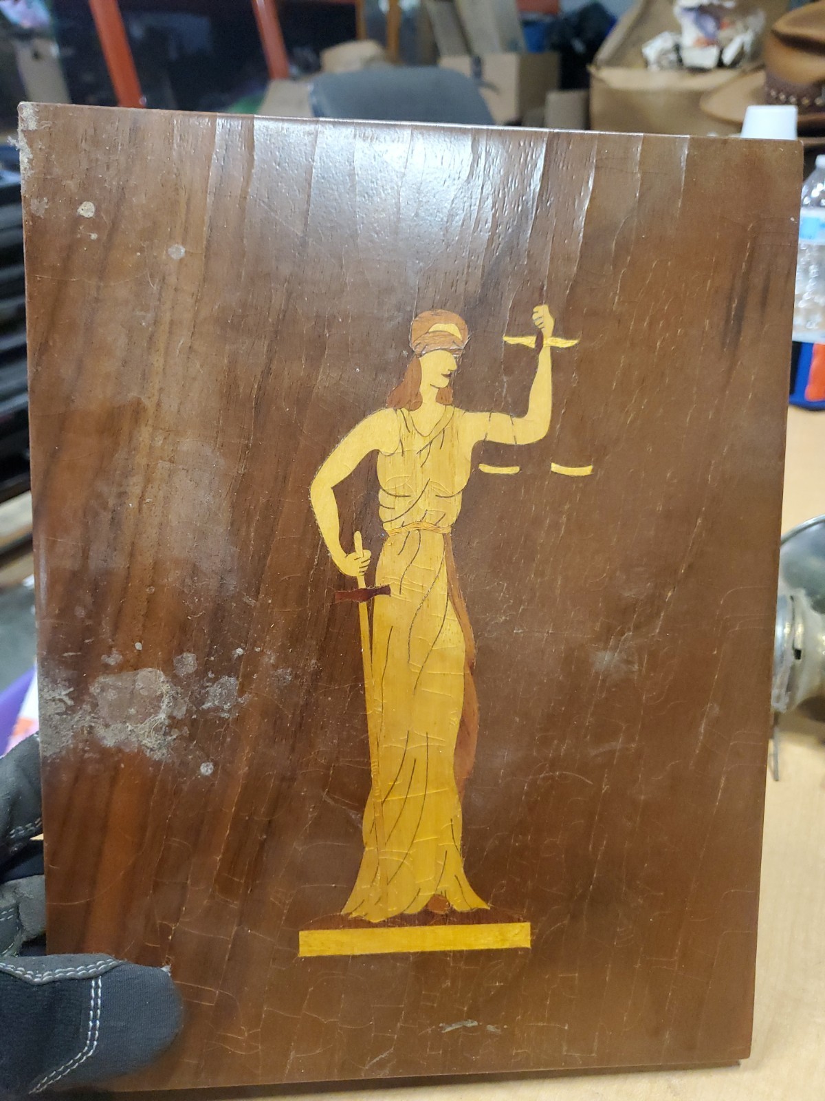 ANTIQUE MARQUETRY WOOD INLAY PICTURE