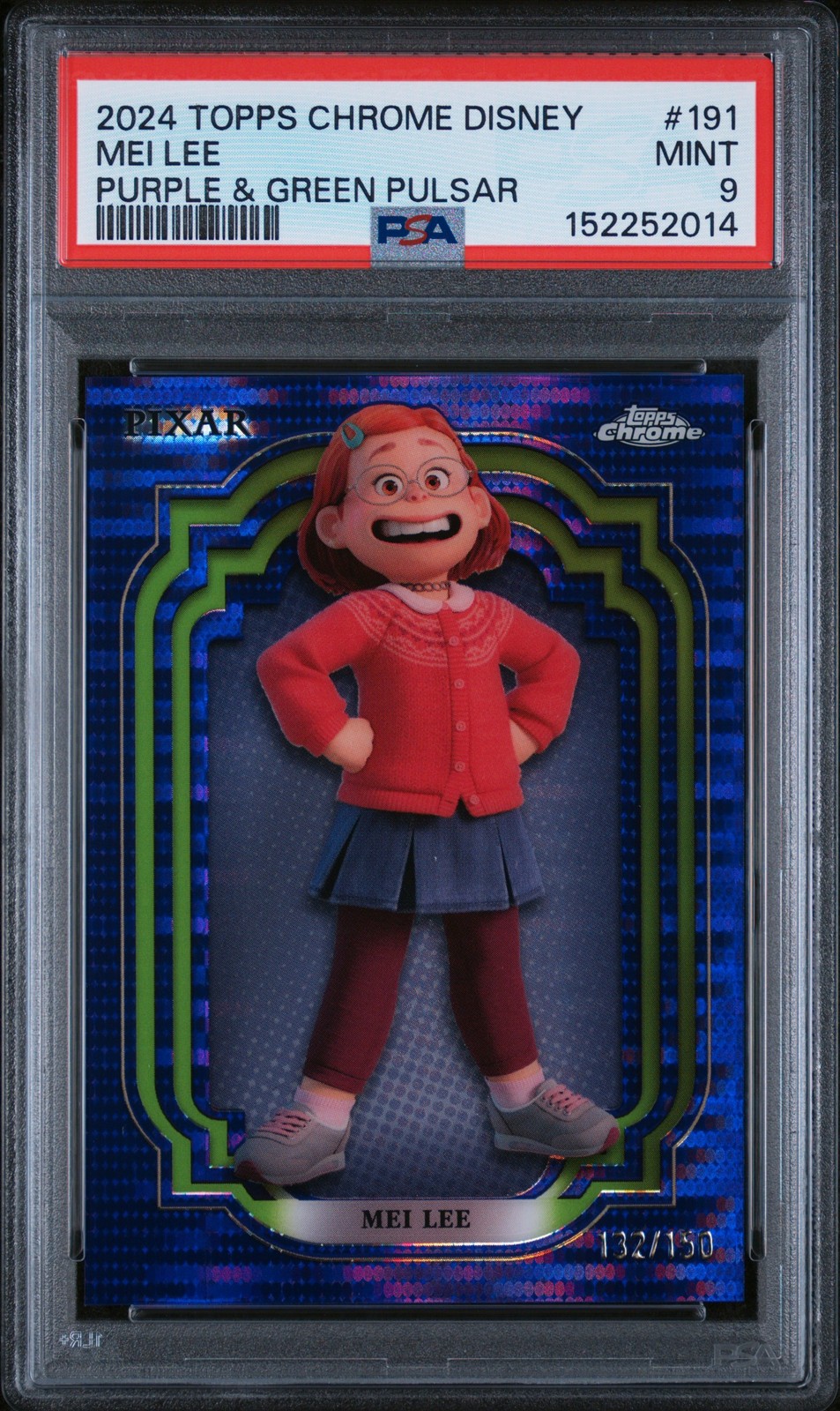 2024 Topps Chrome Disney #191 Mei Lee Purple & Green Pulsar PSA 9