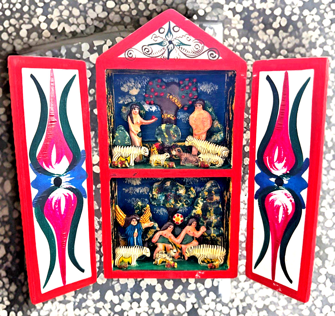 ADAM & EVE  RETABLO SIGNED TOBIAL COCERAS RETABLO 1990 7.5\