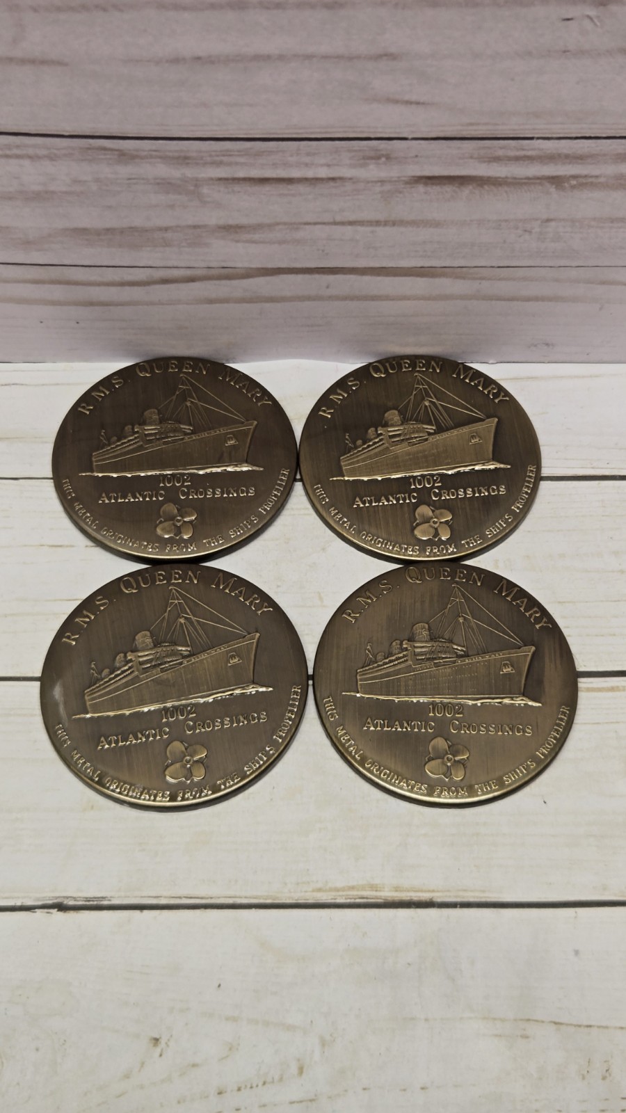 R.M.S Queen Mary Propeller Coaster Certificate Of Authenticity Cunard Vtg 4 Qty R.M.S Queen Mary Propeller Coaster Certificate Of Authenticity Cunard Vtg 4 Qty
