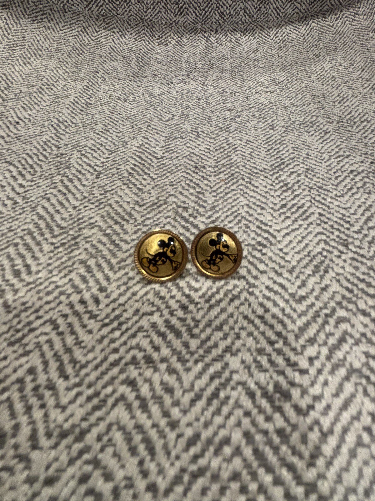 Vintage 24k Gold Inlaid Disney Mickey Mouse Post Earrings