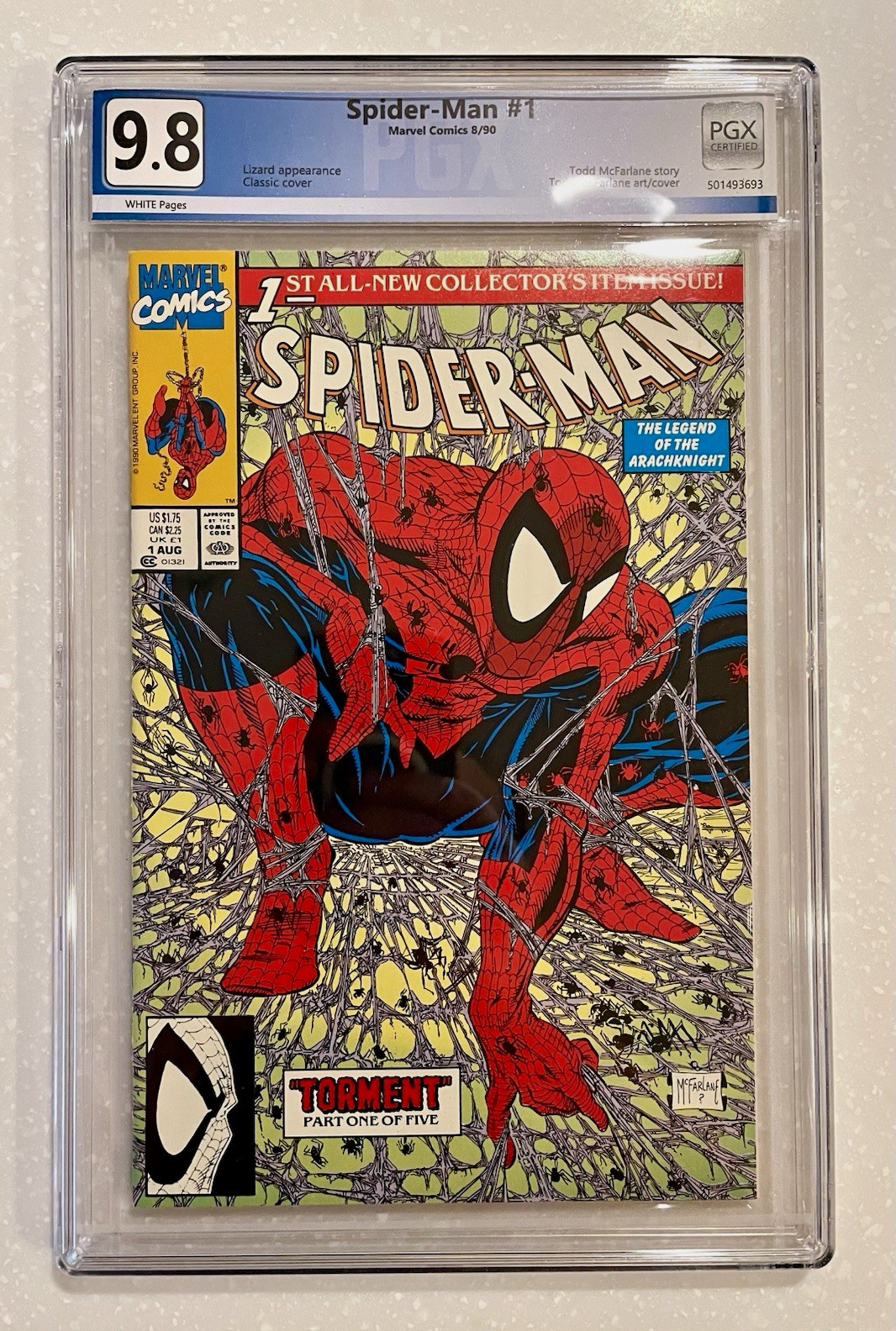 Spider-Man #1: Marvel Comics 1990 PGX 9.8 White Pages McFarlane Torment