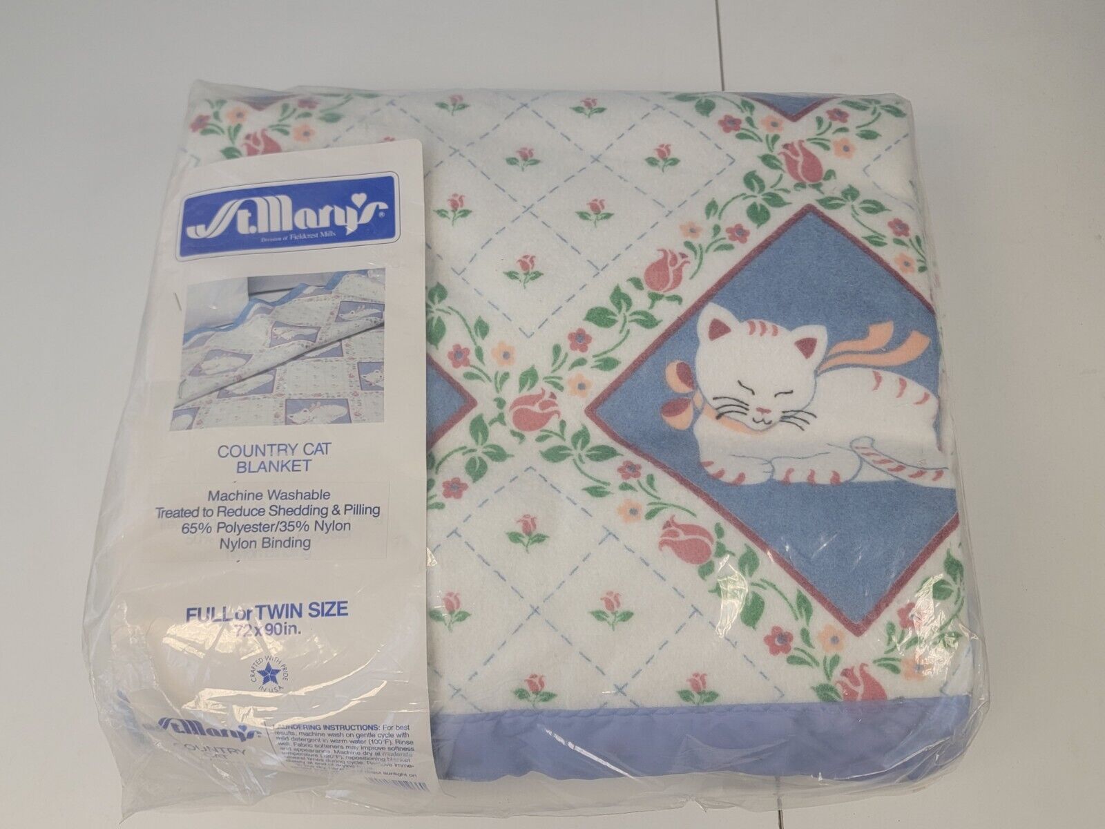 St. Mary’s Country Cats Full Twin Polyester Blanket Cottagecore 72 X 90\