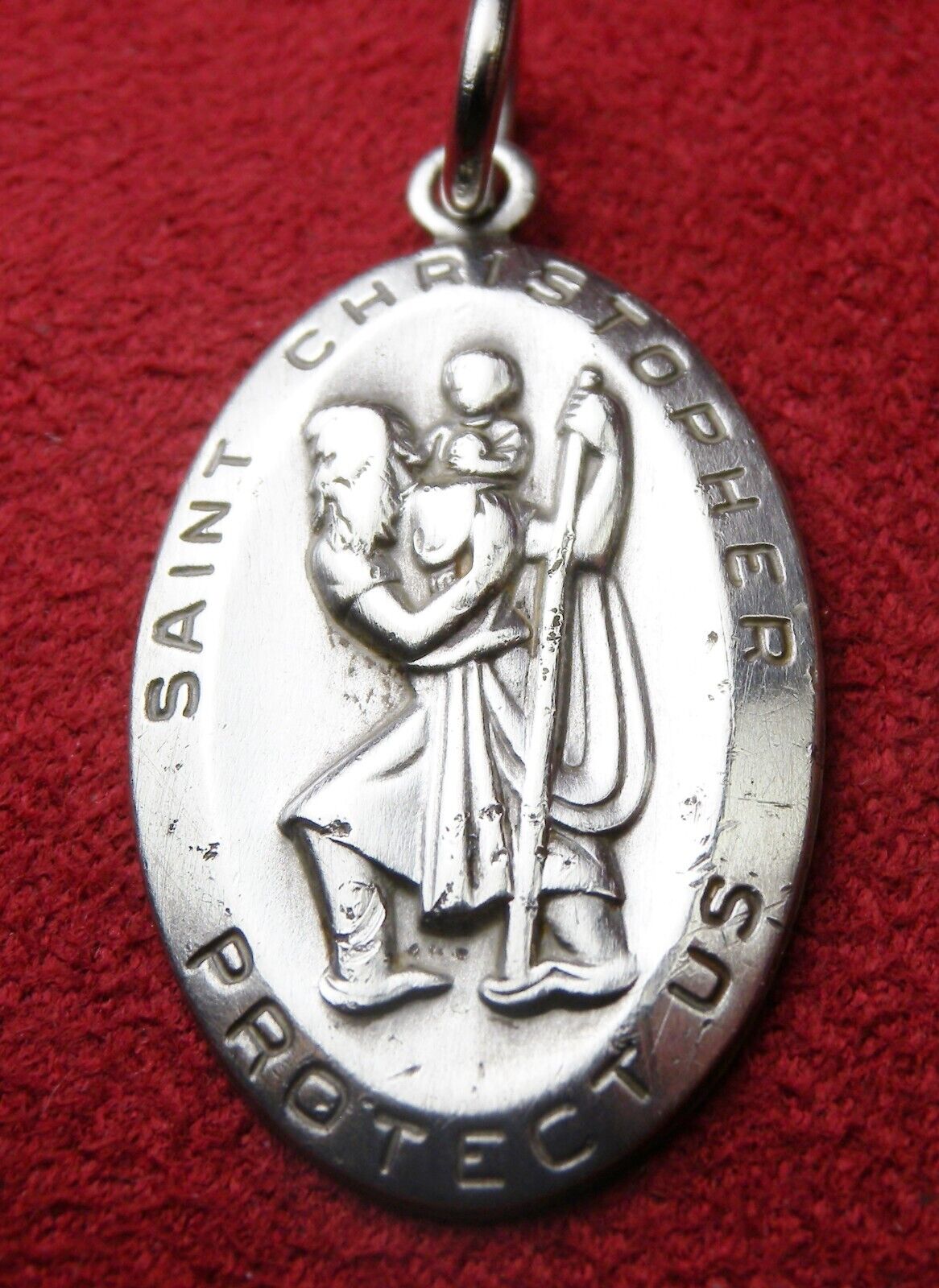 WWII Chaplains Vintage Dog Tag Chain Worn Sterling Silver St Christopher Medal