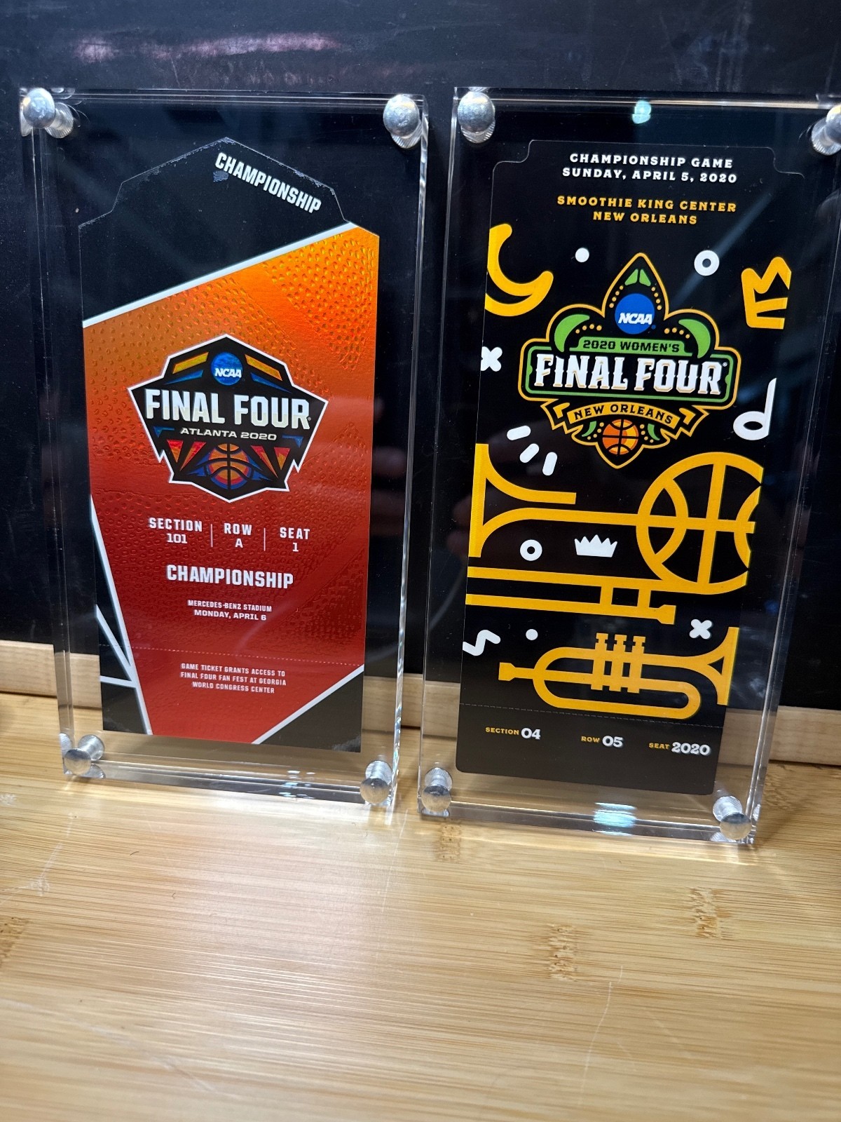 2020 NCAA Final Four Canceled Commemorative Ticket Acrylic Set (Men's & Women's)