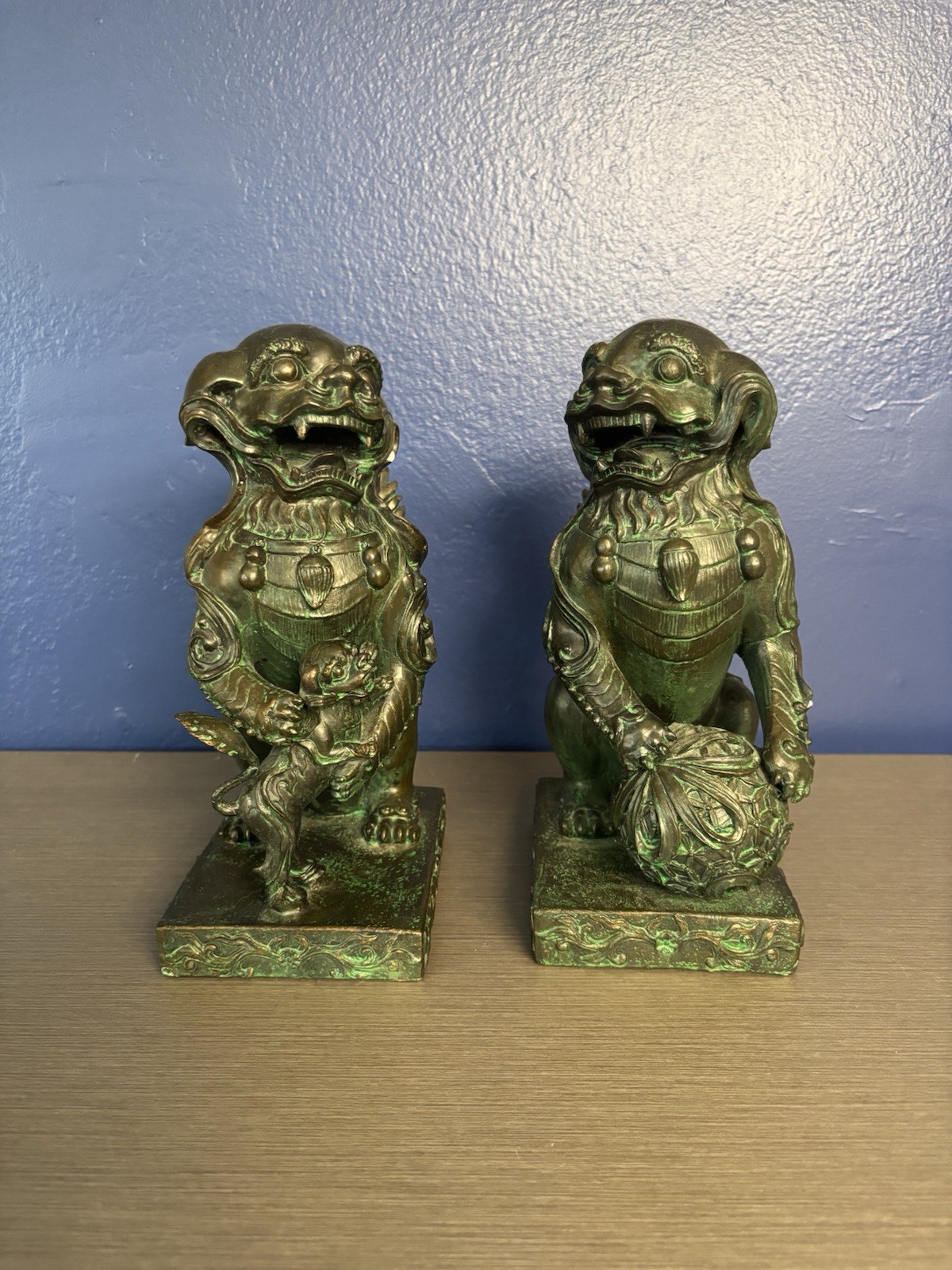 Ebros Imperial PalaceGuardian Foo DogsLions Bookends FigurinePair 10\