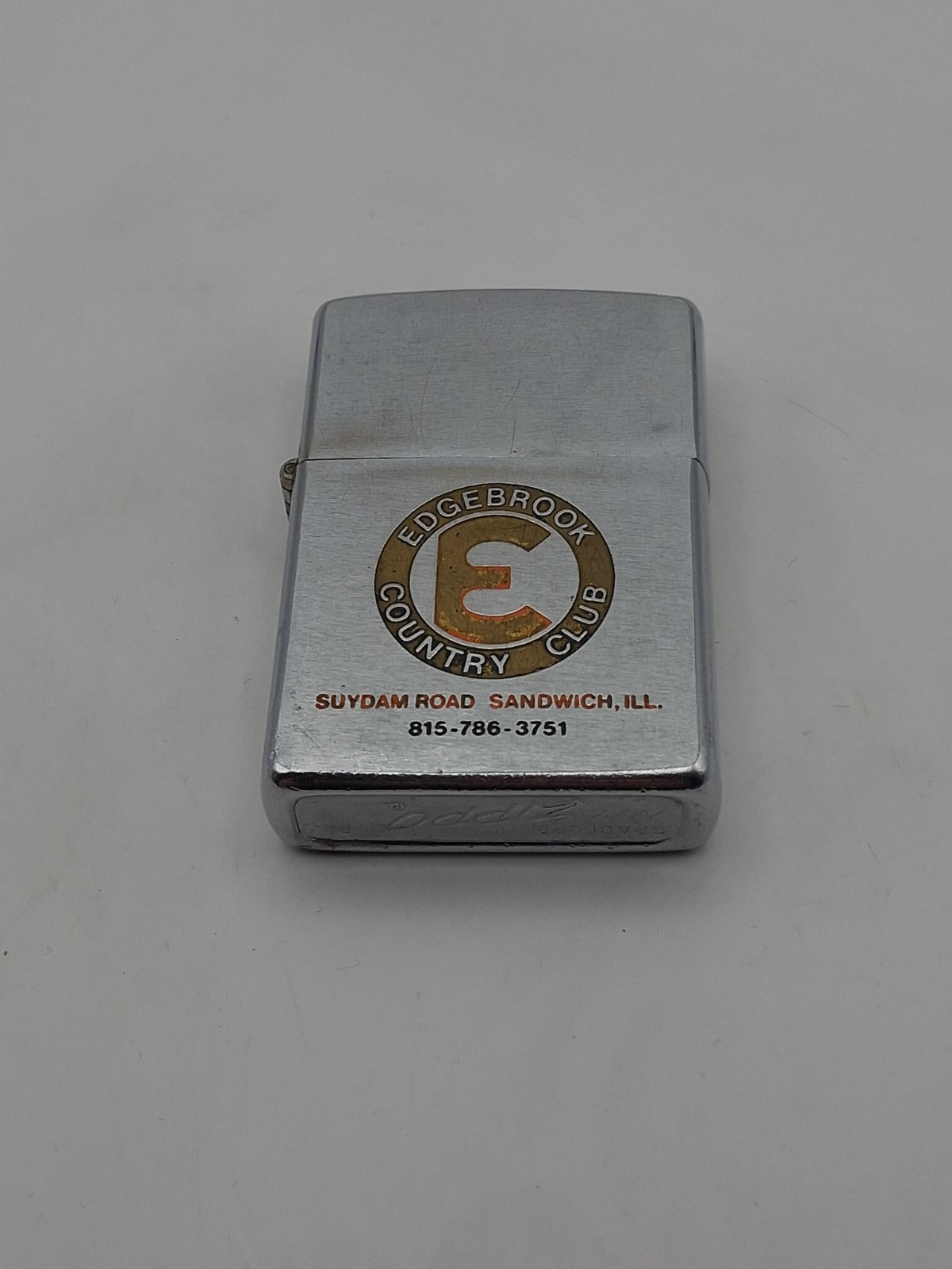 Rare Vintage 1983 Zippo Chrome Lighter Edgebrook Country Club ADV.