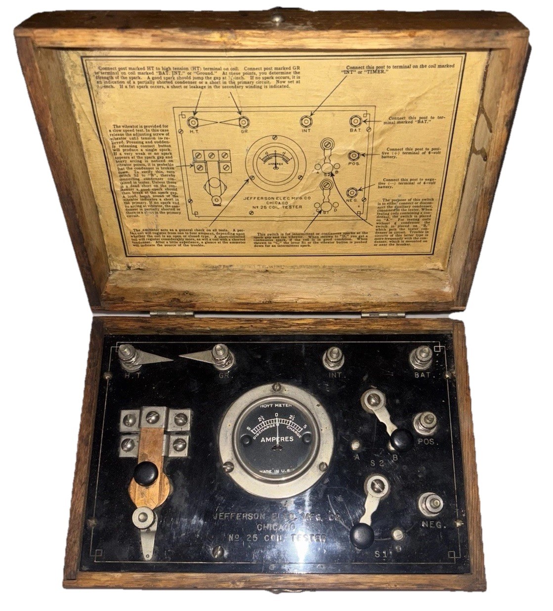 Antique Jefferson Electric No 25 Coil Tester Chicago Ignition Tester Model T Era