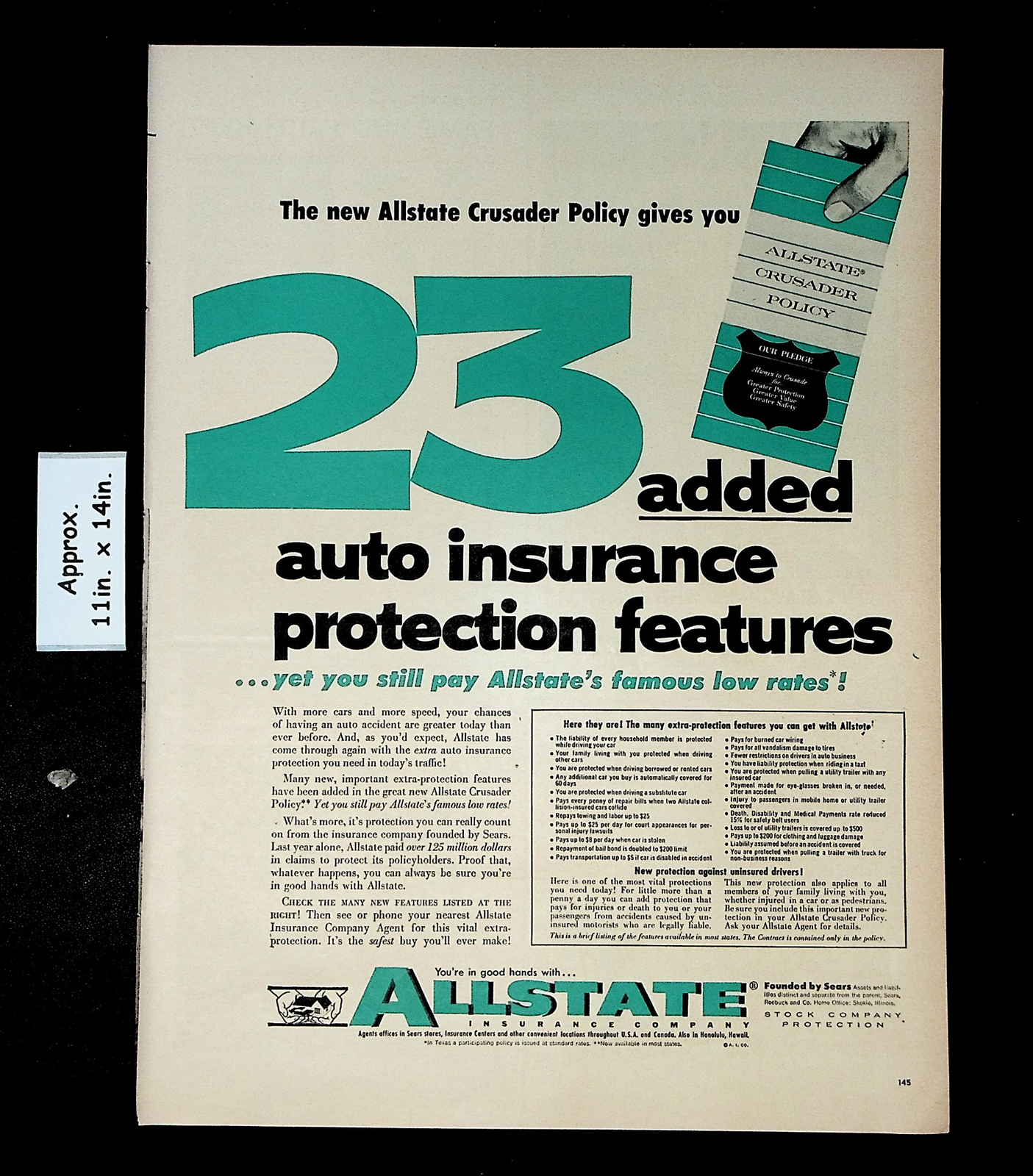 1957 You\'re in good hands with AllState Insurance Company Vintage Print Ad 41840
