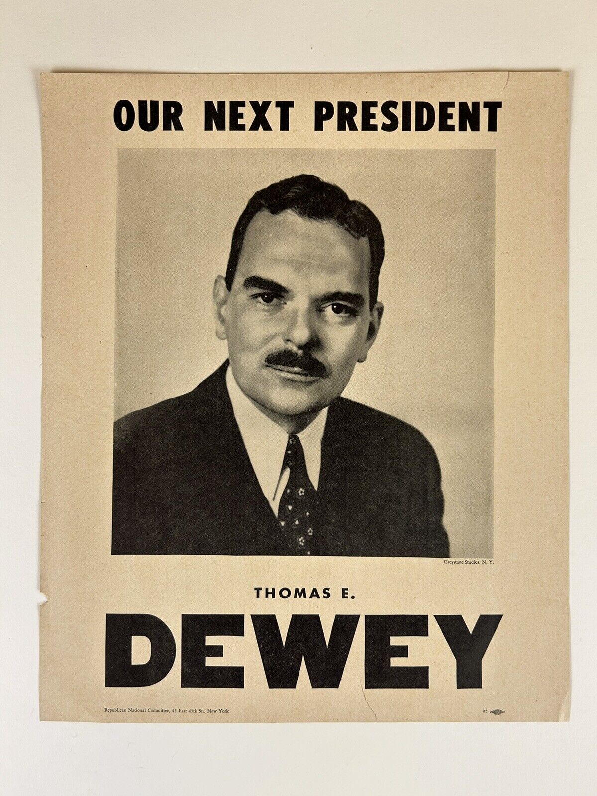 1948 Thomas E. Dewey Presidential Campaign Poster Flyer