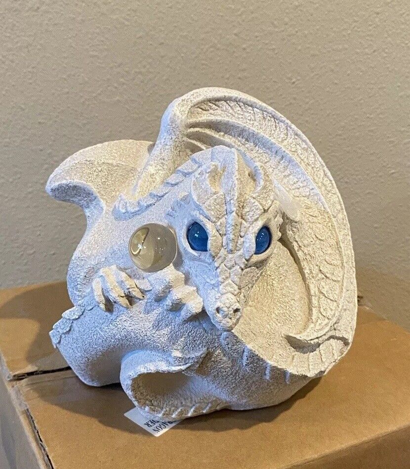 Windstone Editions Pena DRAGON ORB Candle Lamp White Vintage 2000 NEW