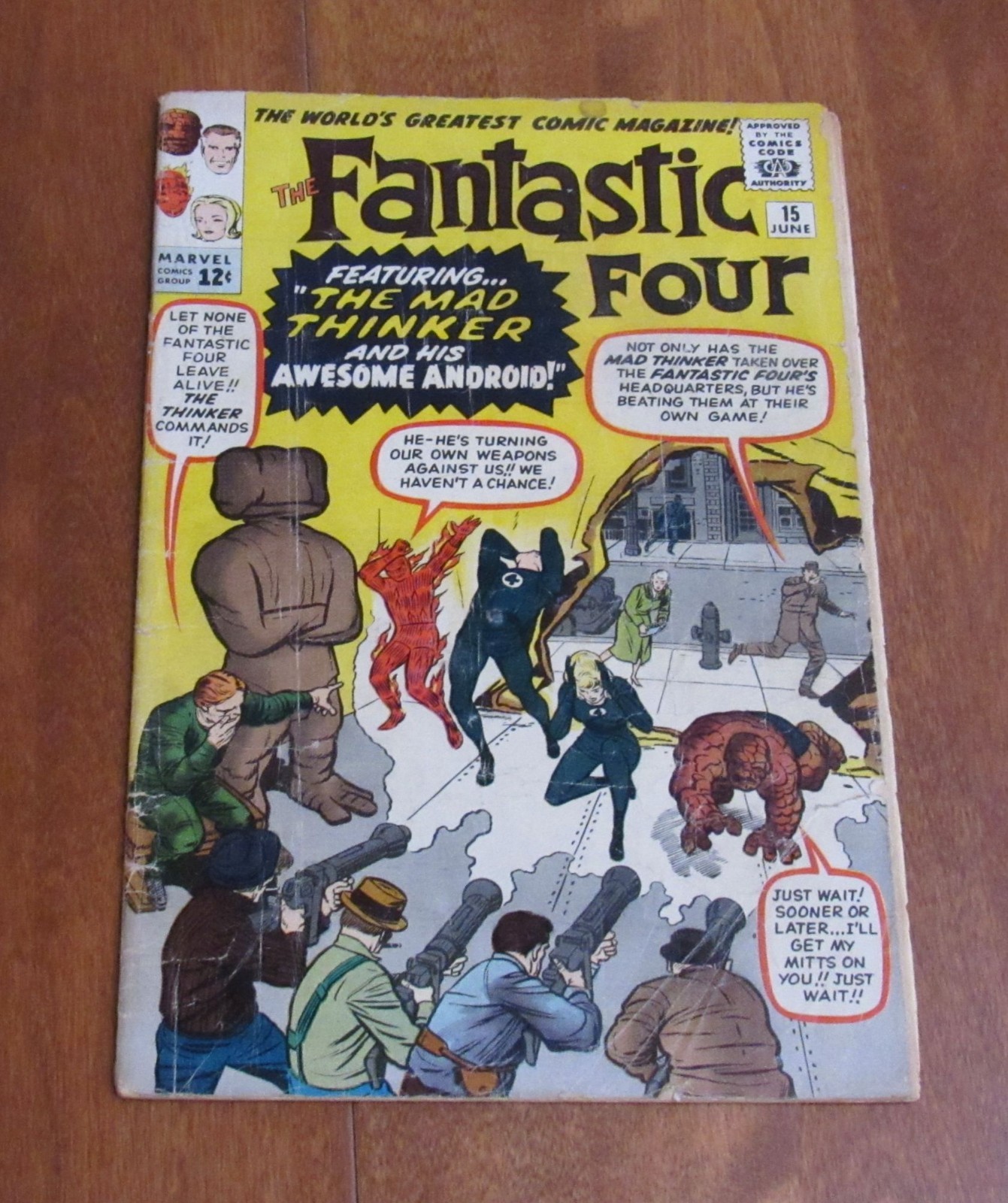 Fantastic Four #15 (Marvel, 1963) - 1st Mad Thinker - Stan Lee Jack Kirby - GD