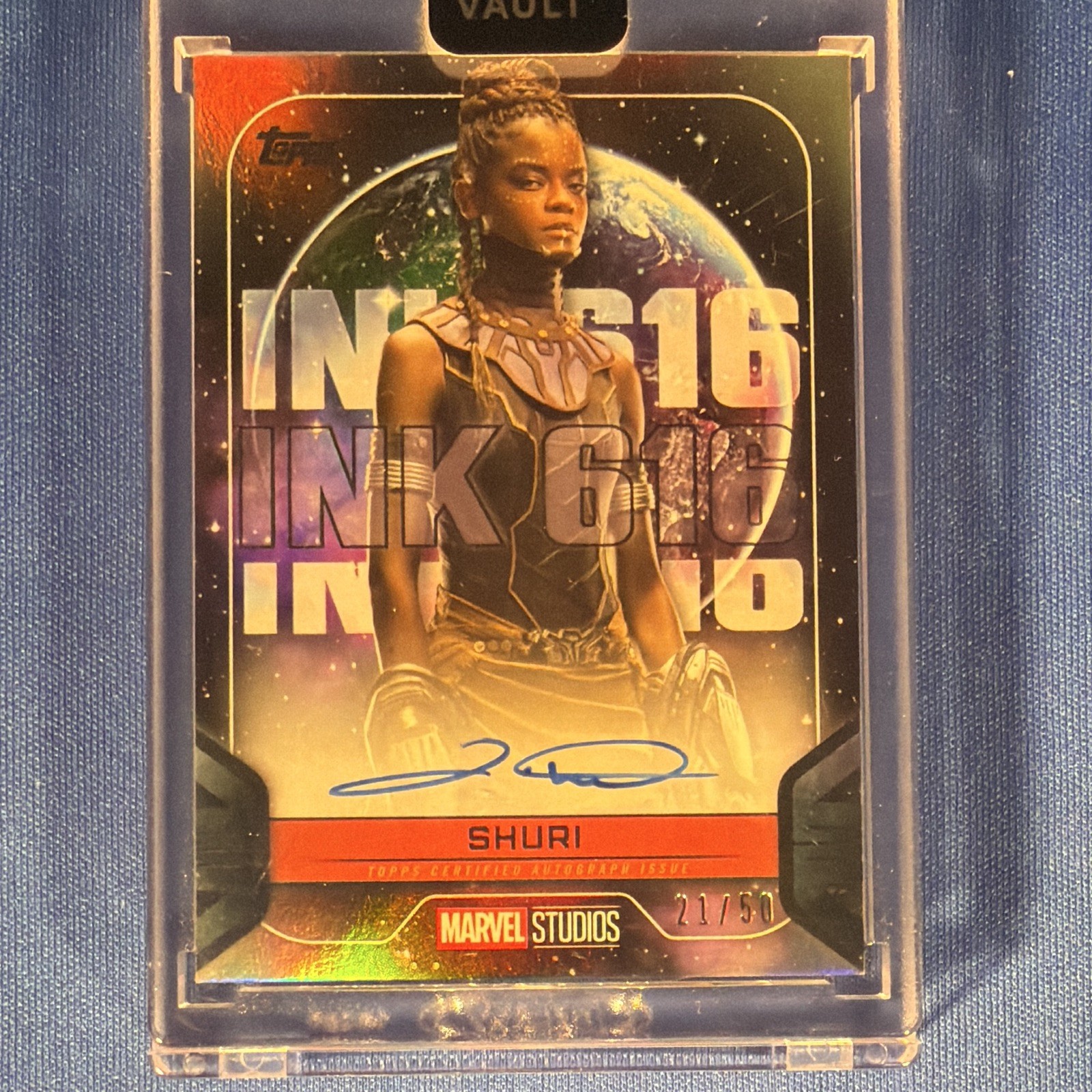 Topps 2021 Marvel (MCU) Topps Shuri Letitia Wright Auto 21/50 doomsday character