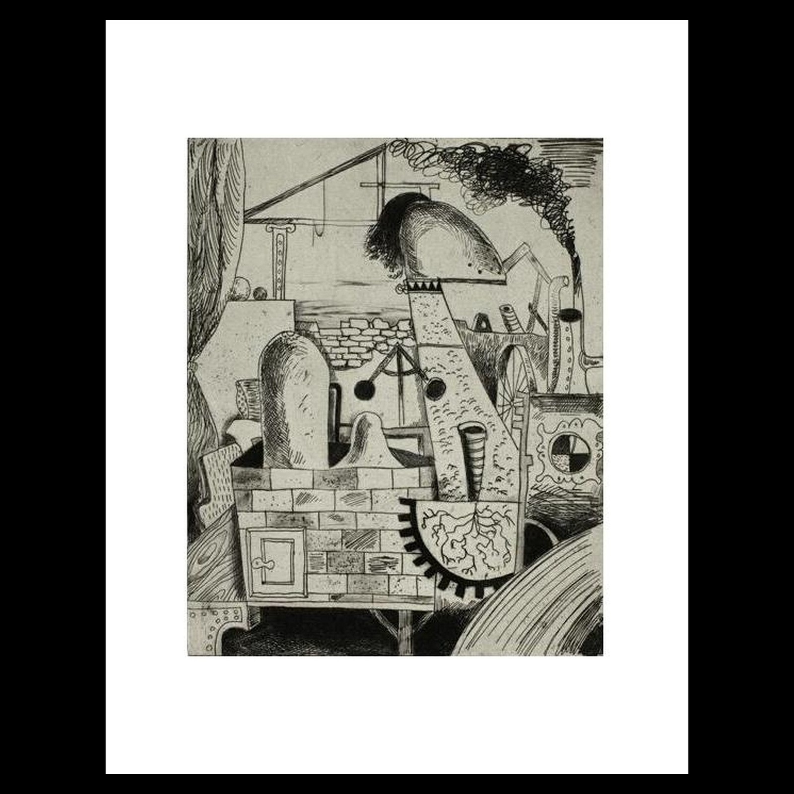 Kurt Seligmann - Romantic Industries, plate three from Protuberences and Cardiaq