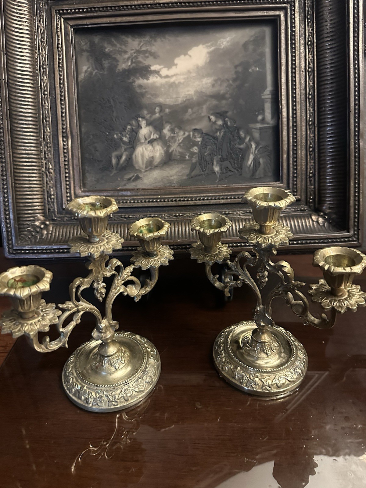 ANTIQUE FRENCH BRASS  CHURCH CANDELABRAS