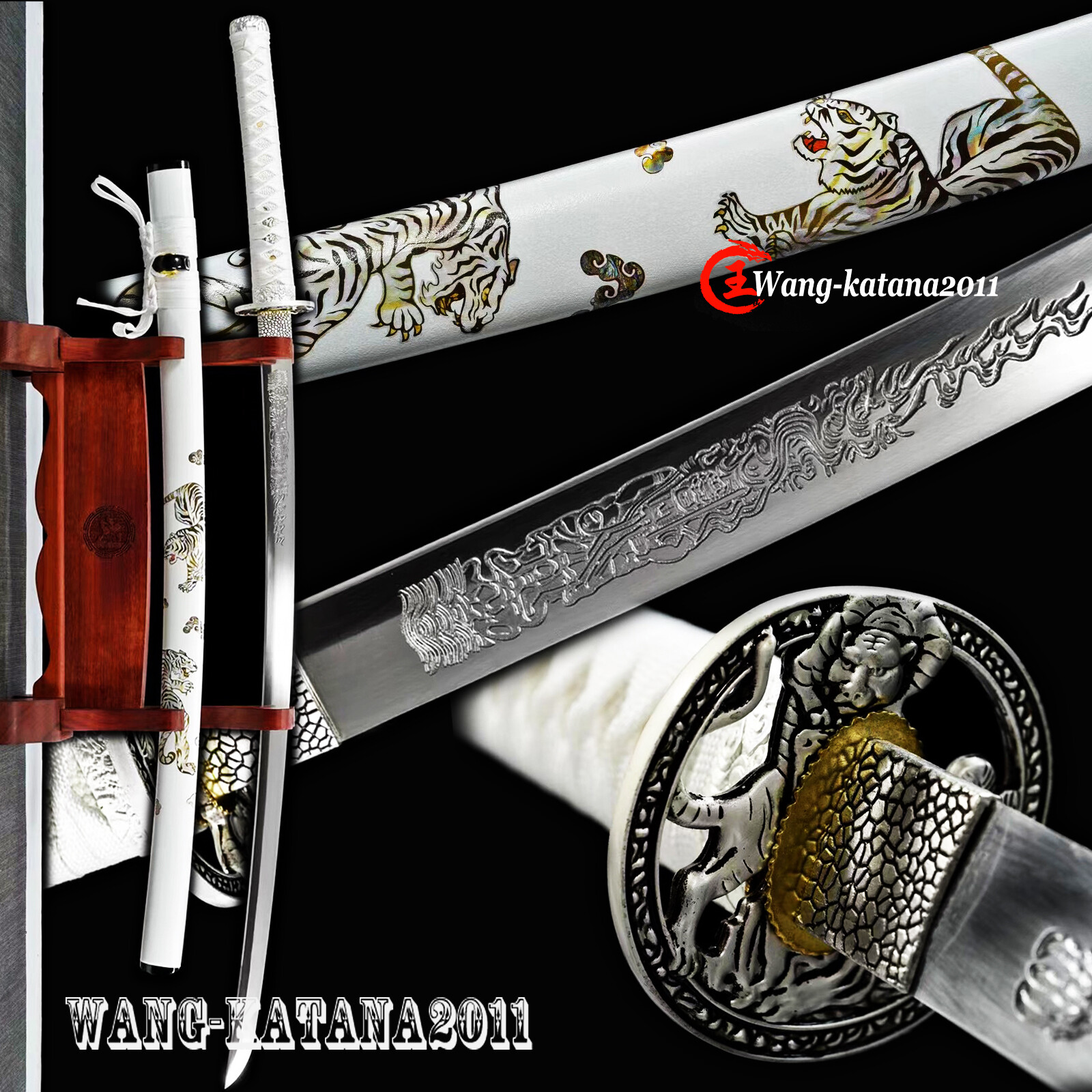 White Tiger Katana 1095Steel Battle Ready Japanese Samurai Sharp Practical Sword