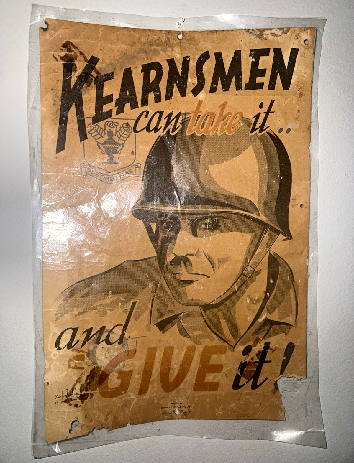 WWII US Original Poster “Kearnsmen can take it… and GIVE it” 1940s USA war time