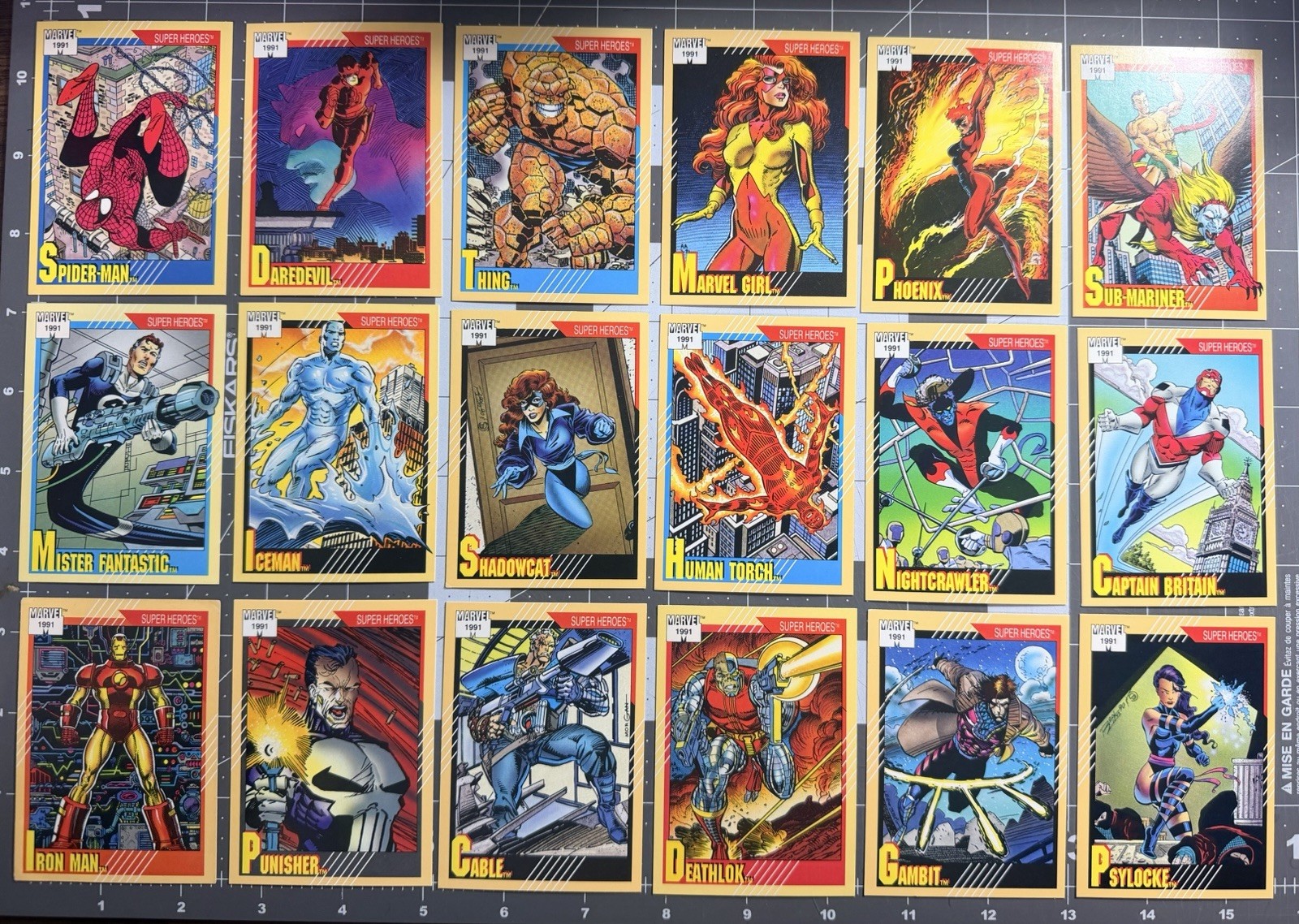 1991 Impel Marvel Universe Series 2 THIN FONT DATE #1-18 set *RARE VARIANTS*