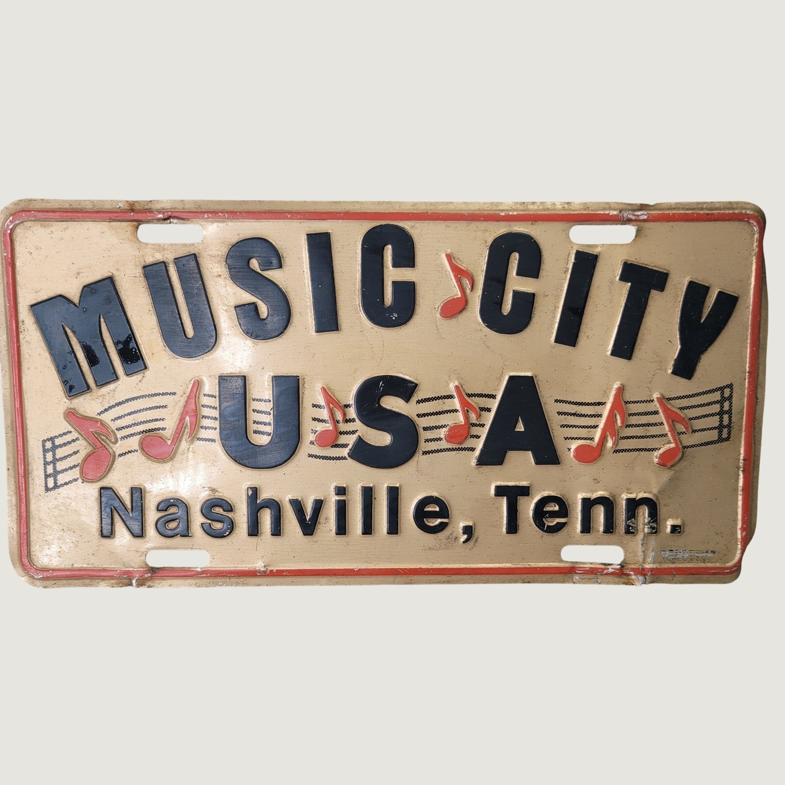 Vintage Music City USA Nashville Tenn License Plate Souvenir Metal Embossed Sign