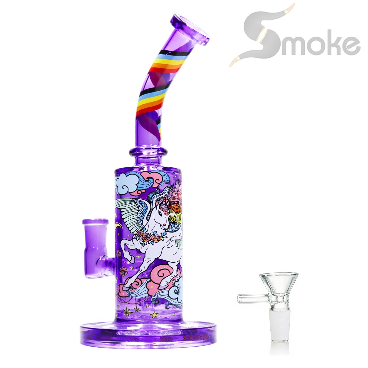 Hookah Pegasus 10in Glass Bong and Water Pipes Smoking Perc Bongs w/14mm bowl