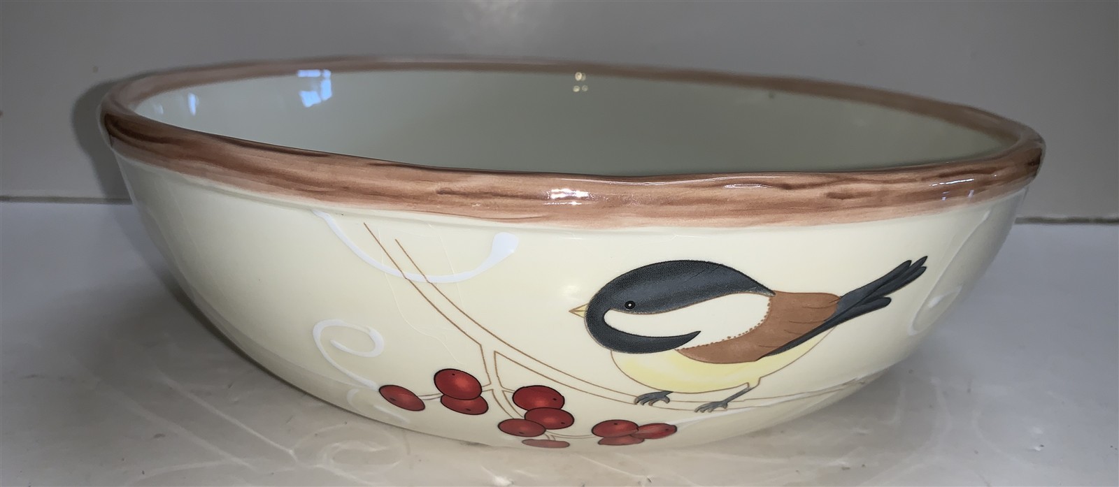 Coldwater Creek Berries & Boughs 10 1/2 In Console Bowl LG Winter