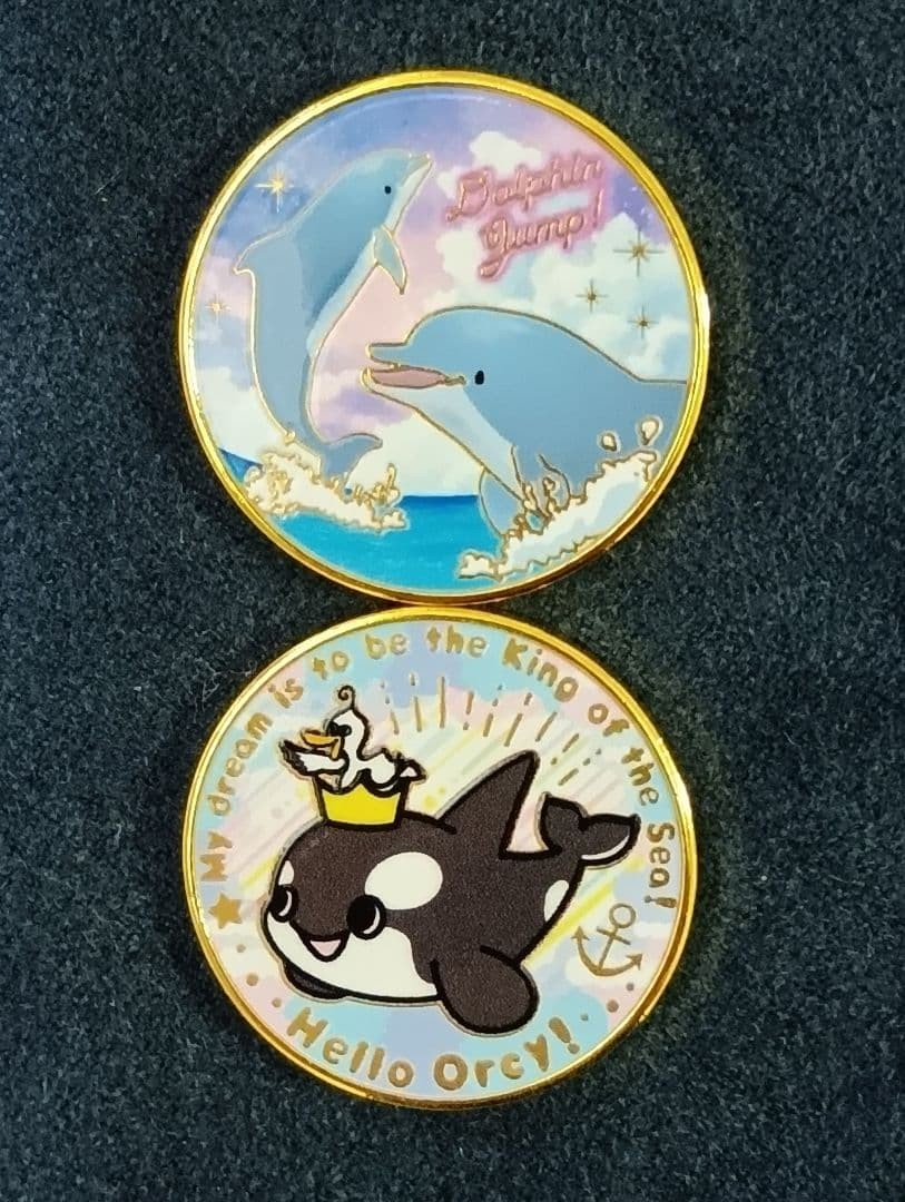 Suma Sea World Orca & Dolphin Commemorative Medals 2 Piece Set Teahei Kōgyō LE?
