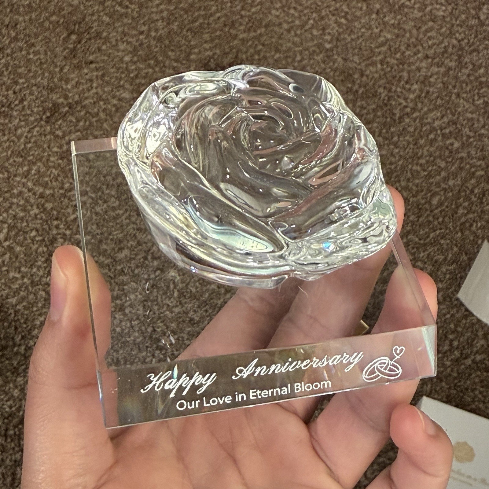 Everlasting Clear Crystal Rose Figurine on Base, Boxed Anniversary Gift, 3.2in Everlasting Clear Crystal Rose Figurine on Base, Boxed Anniversary Gift, 3.2in