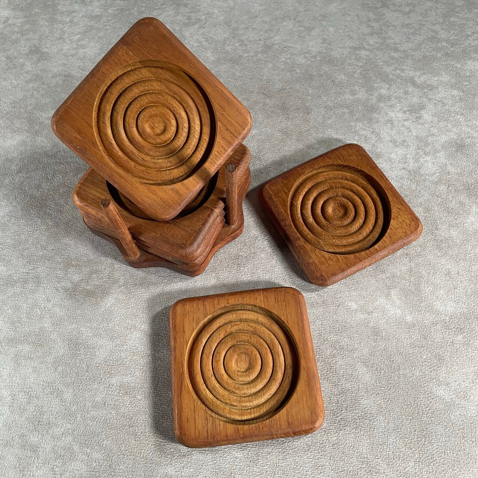Vintage 90\'s Goodwood Teakwood Coasters Rustic Barware