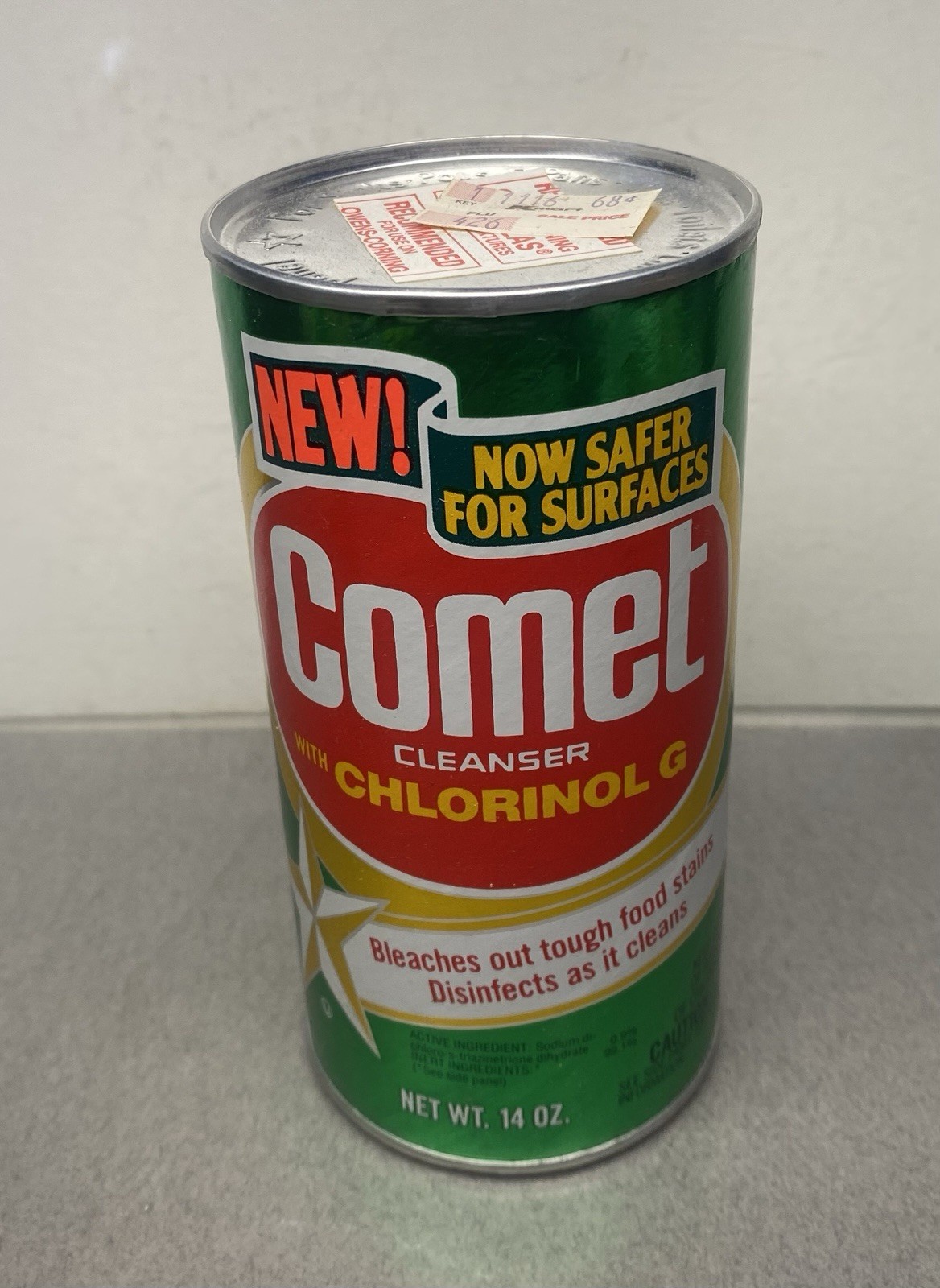 Vintage Comet Cleanser Soap Container Tin Cardboard Sealed Full