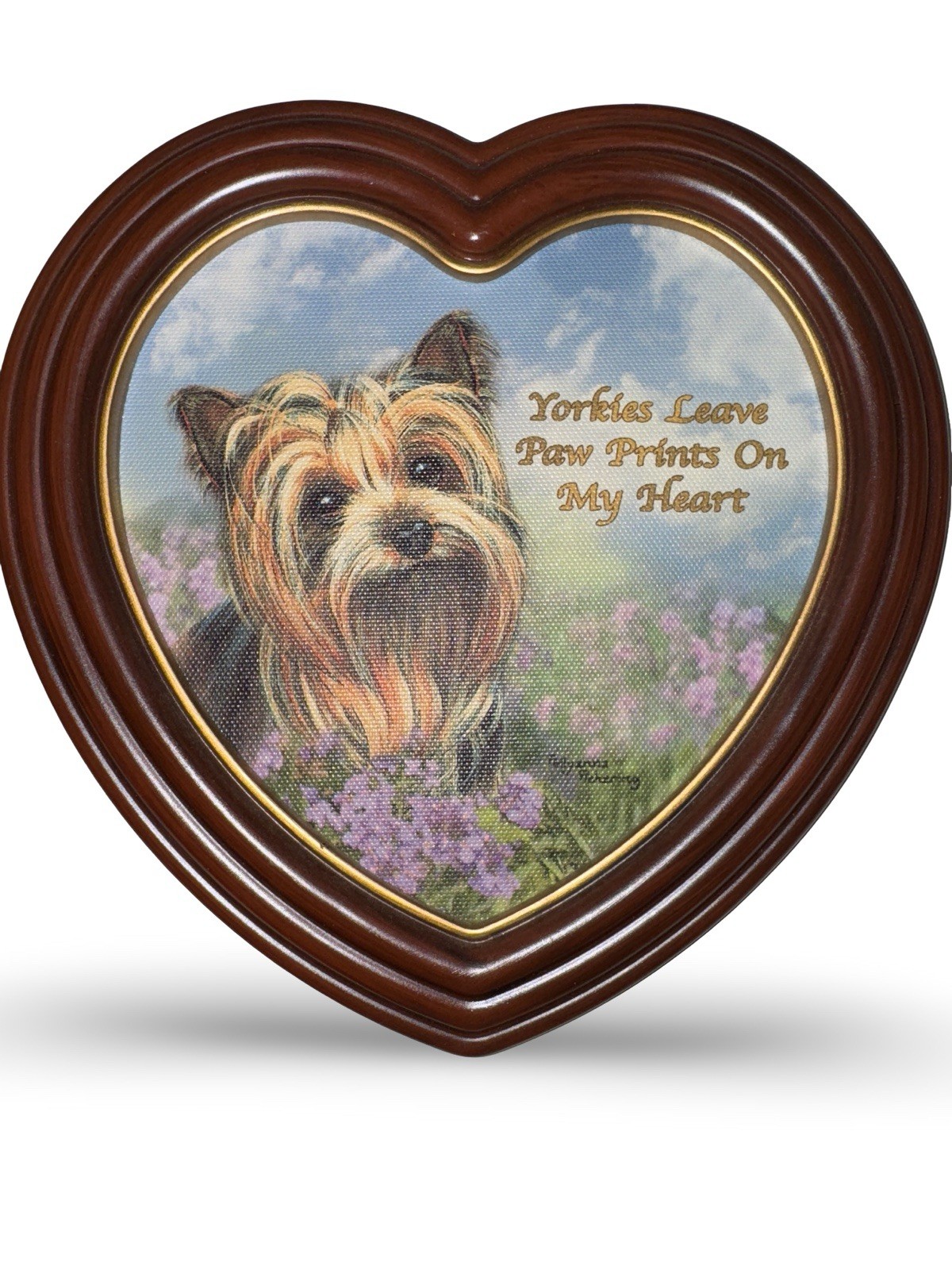 Bradford Exchange Yorkie Memorial Heart Plaque Pet  Dog Tribute w COA